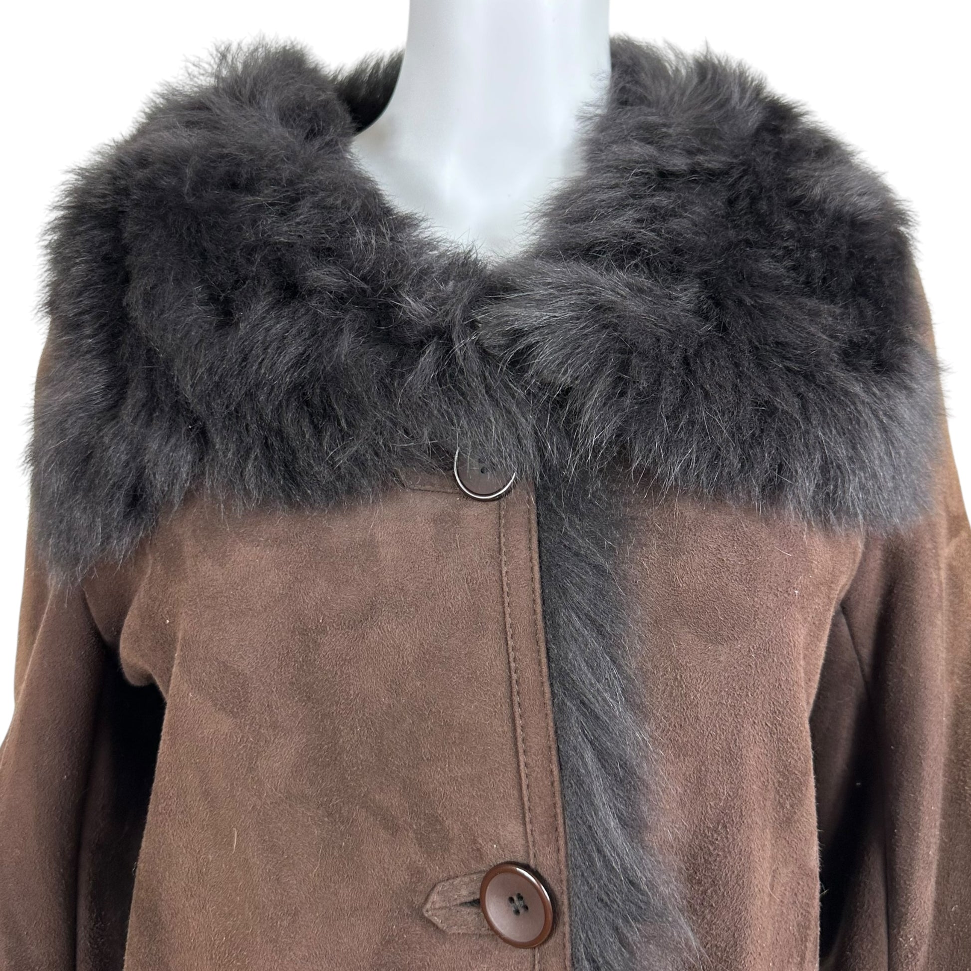 Balmain Brown Sheepskin Fur Trench Coat - Outfit Repeater