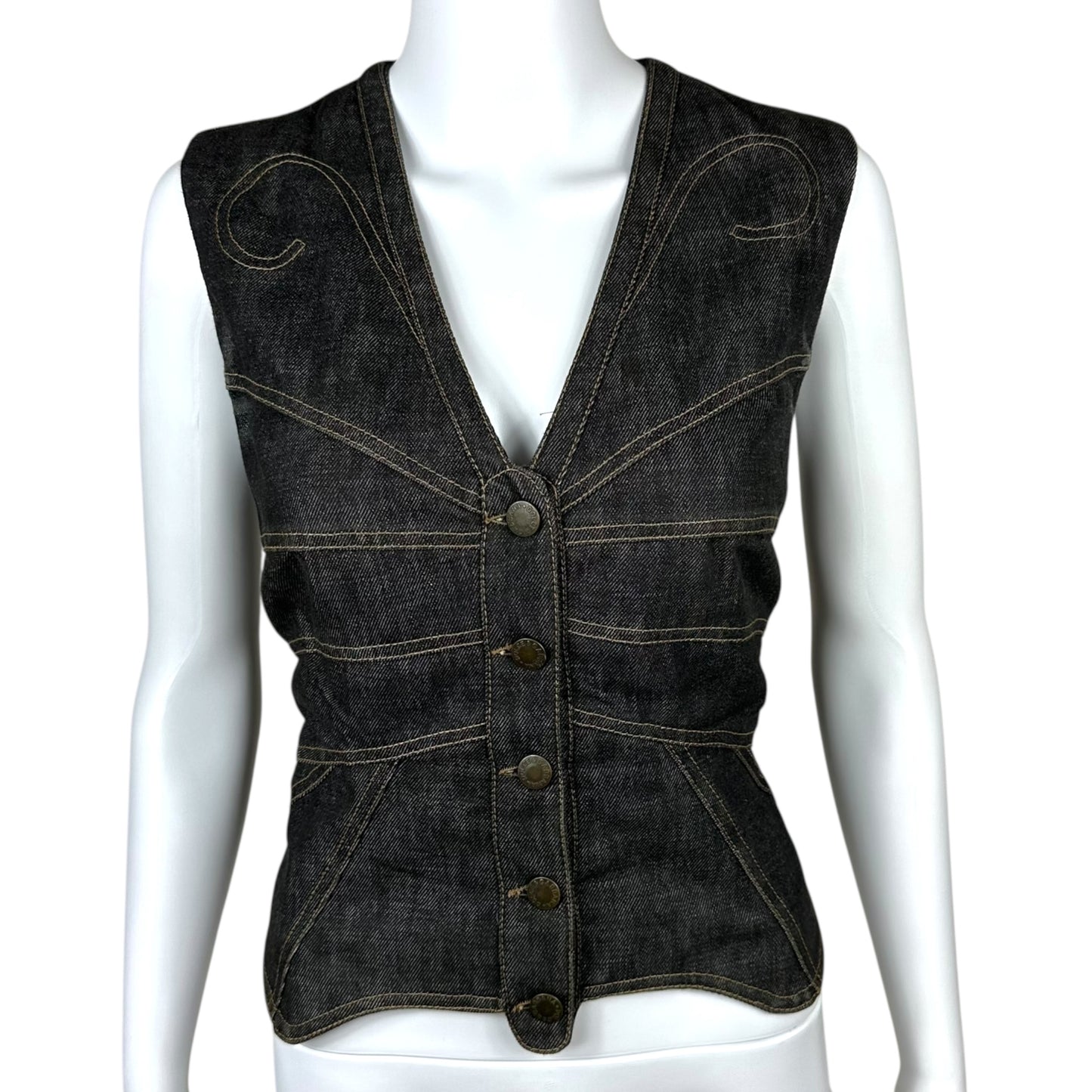 Dolce & Gabbana Butterfly Lace Up Denim Vest Top