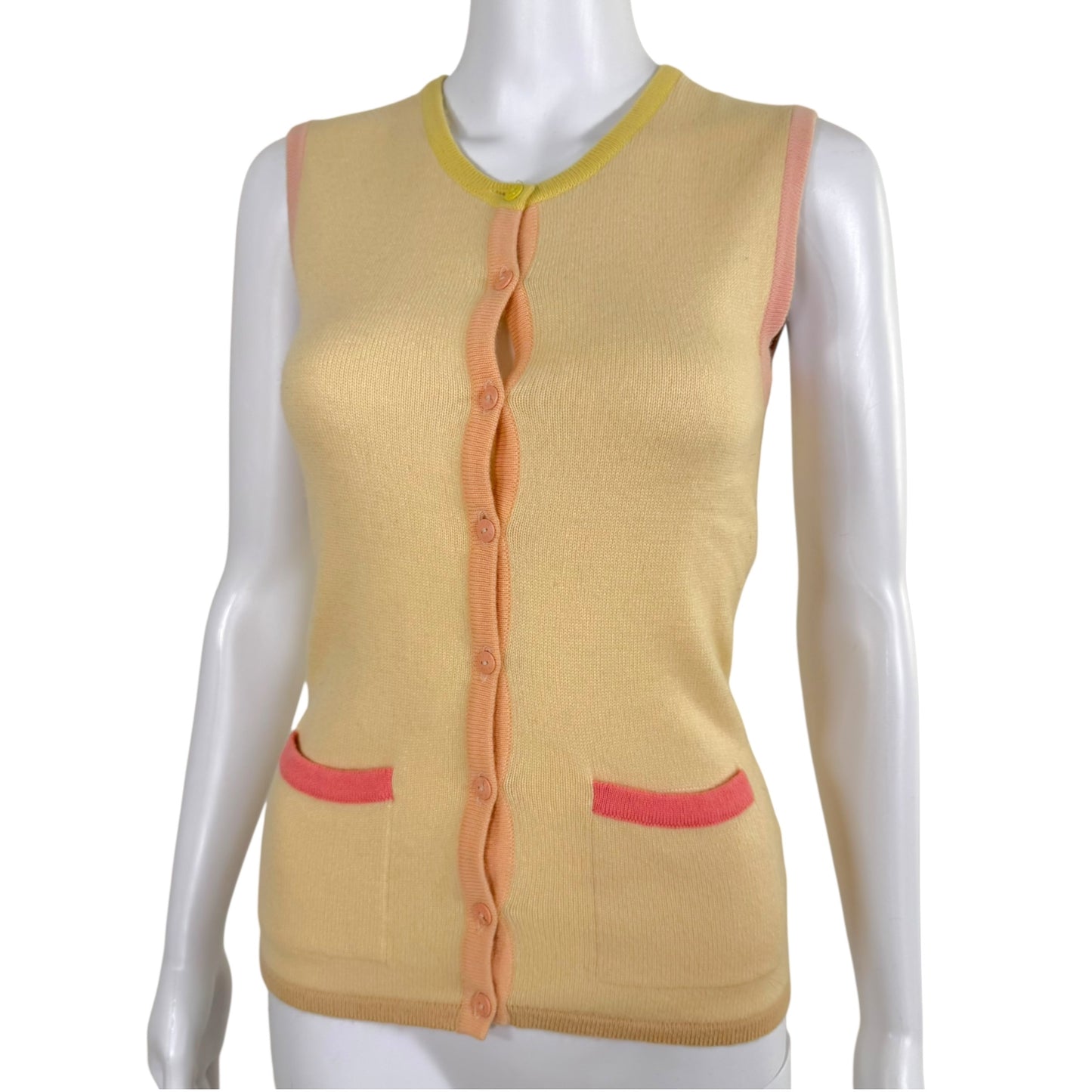 Chanel Cruise 1998 Contrast Trim Cashmere Vest Top