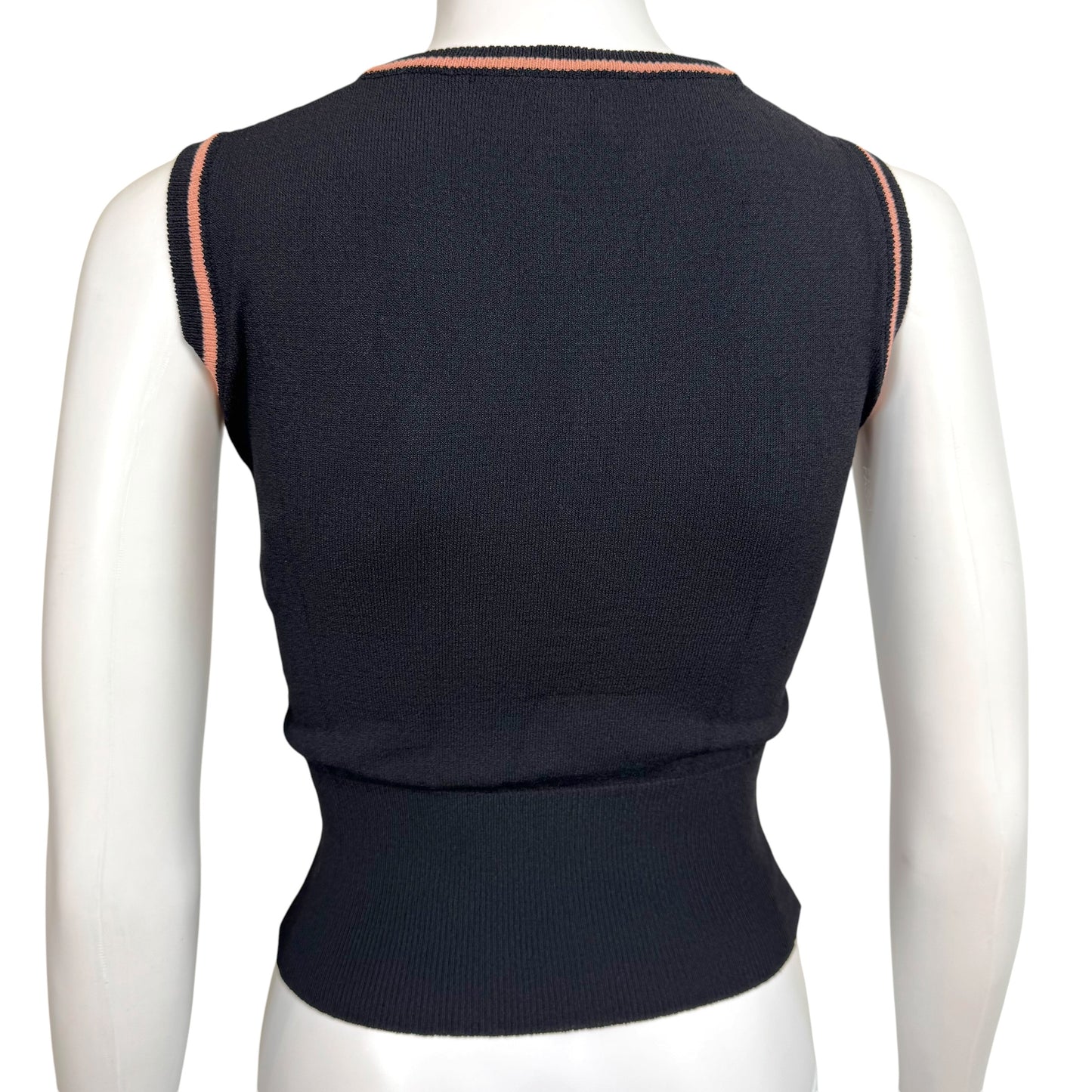Vivienne Westwood Cropped Tank Black Knit Pink Trim
