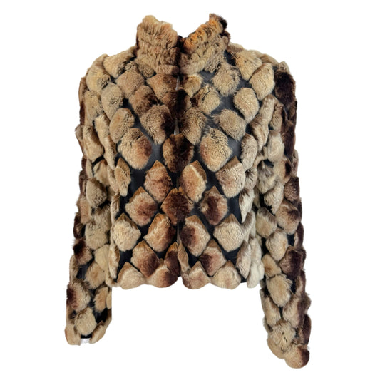 Sheer Black Rabbit Fur Patchwork Jacket 1990s Vintage
