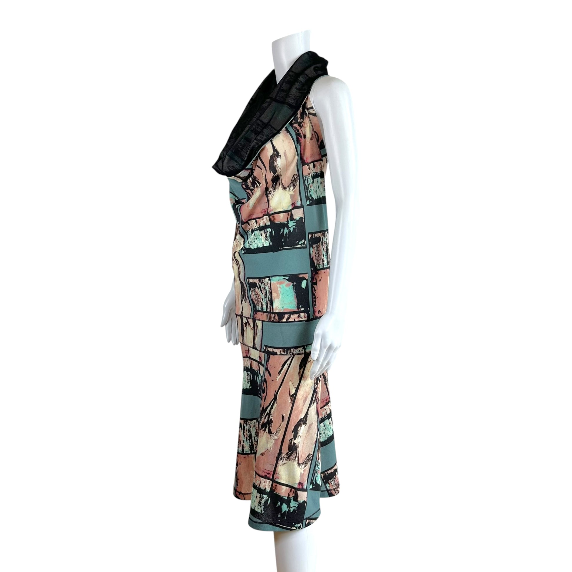 Jean Paul Gaultier Mini Dress Blue Pink Graphic Print