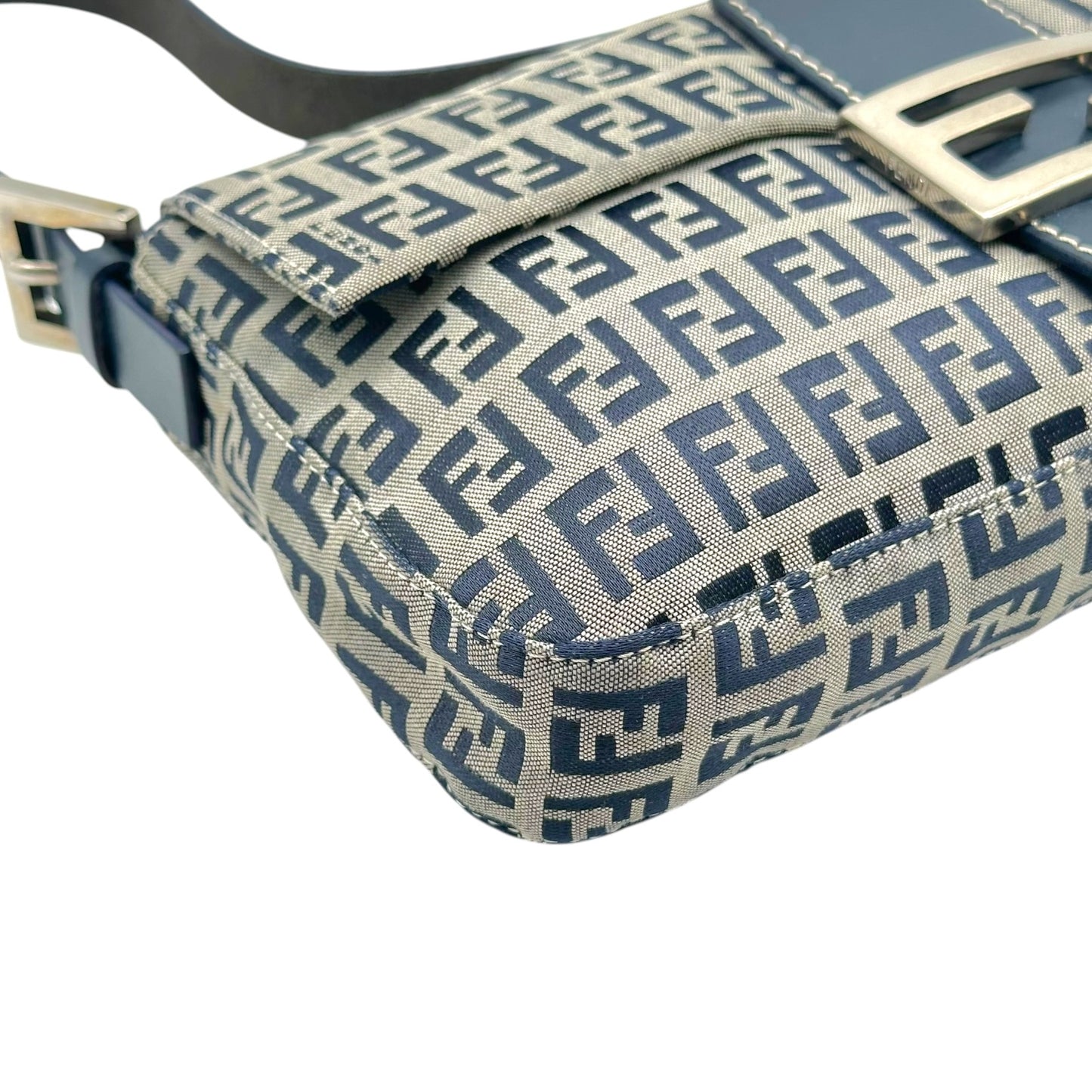 Fendi Navy Blue Zucchino Monogram Baguette Bag