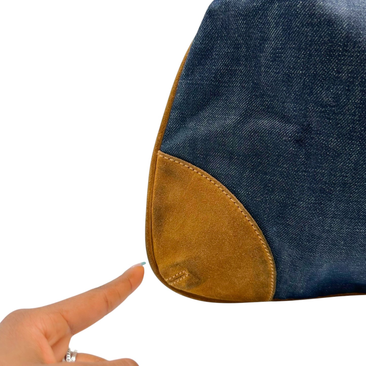 Dolce & Gabbana Denim Tan Suede Shoulder Bag