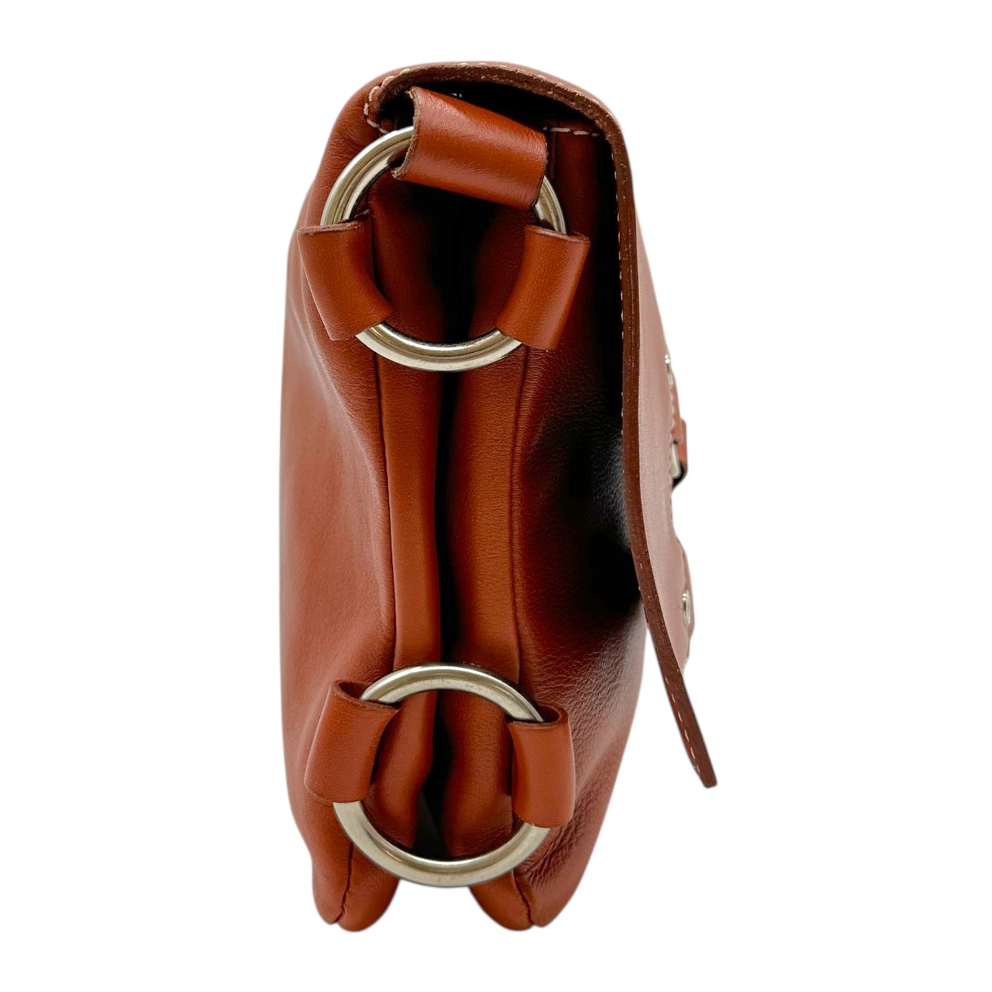 Celine Brown Leather Logo Studded Shoulder Bag