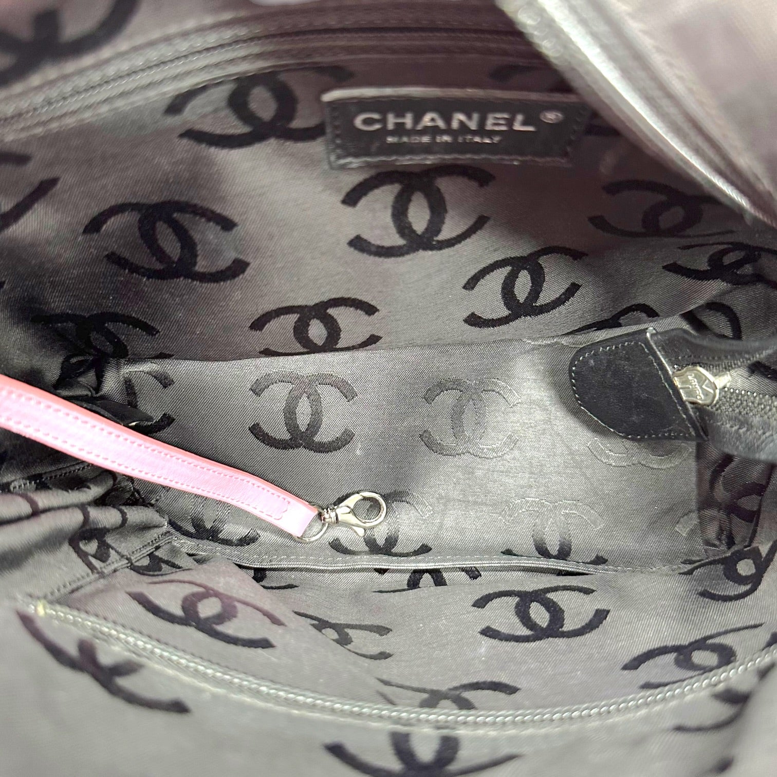 Chanel Small Tote Bag Pink Black Cambon Matelasse