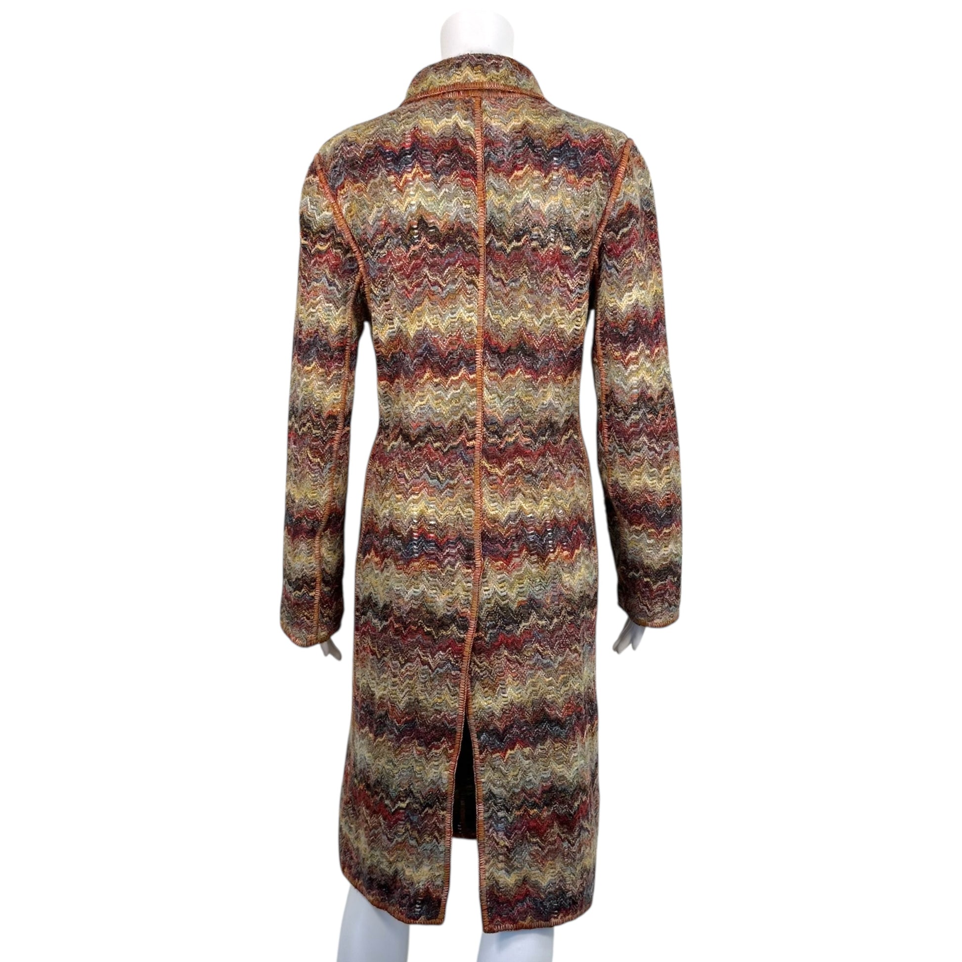 Missoni Multicolor Wool Mohair Chevron Knit Coat