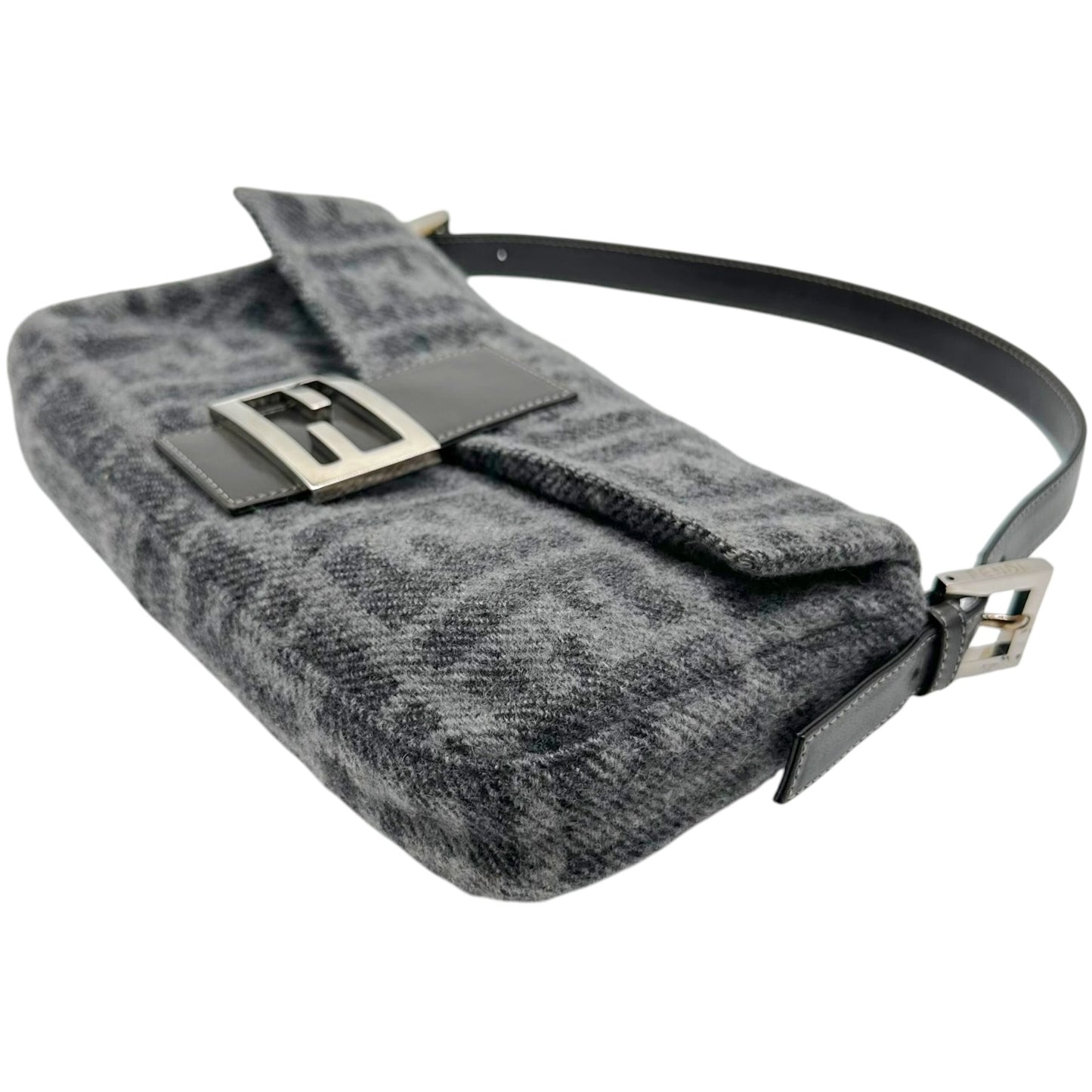 Fendi Baguette Bag Gray Zucca Cashmere Knit