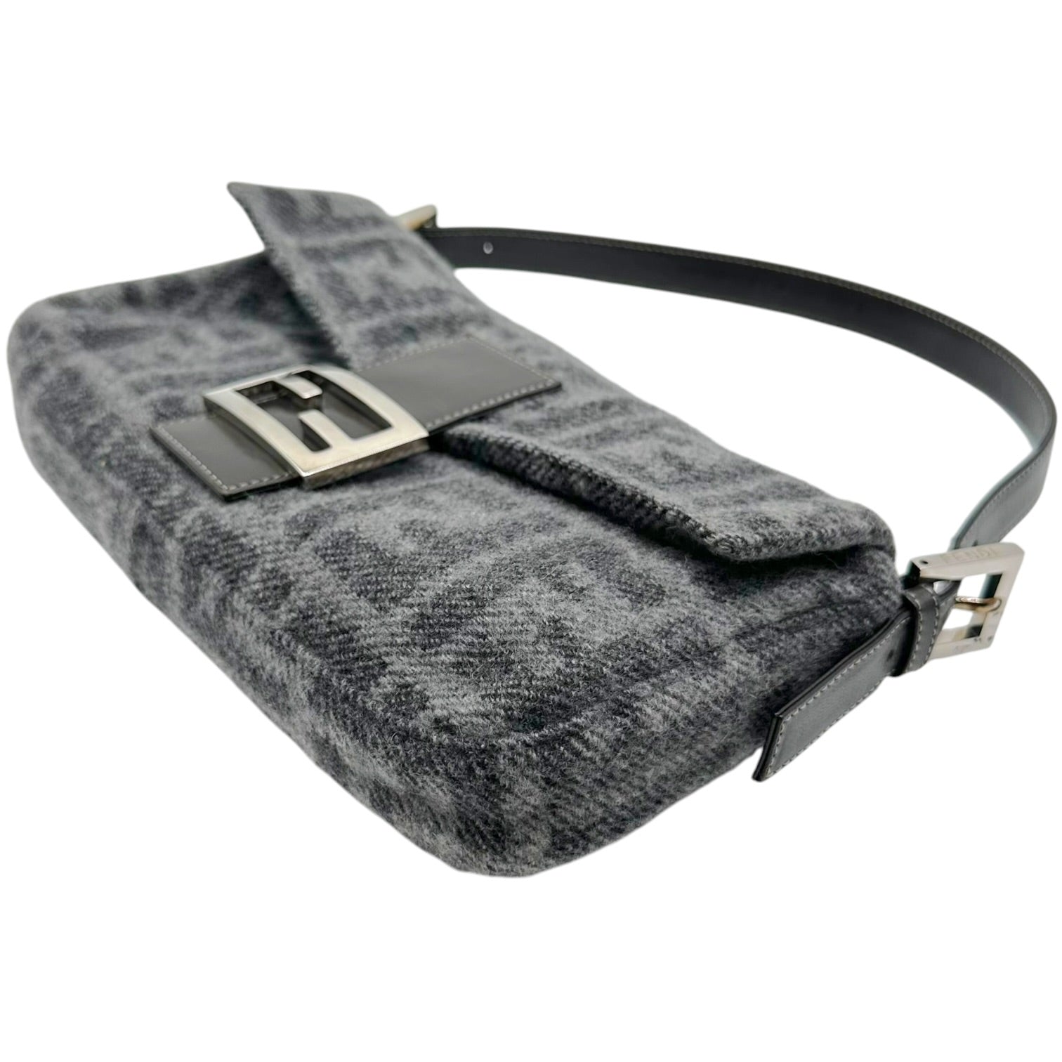 Fendi Baguette Bag Gray Zucca Cashmere Knit