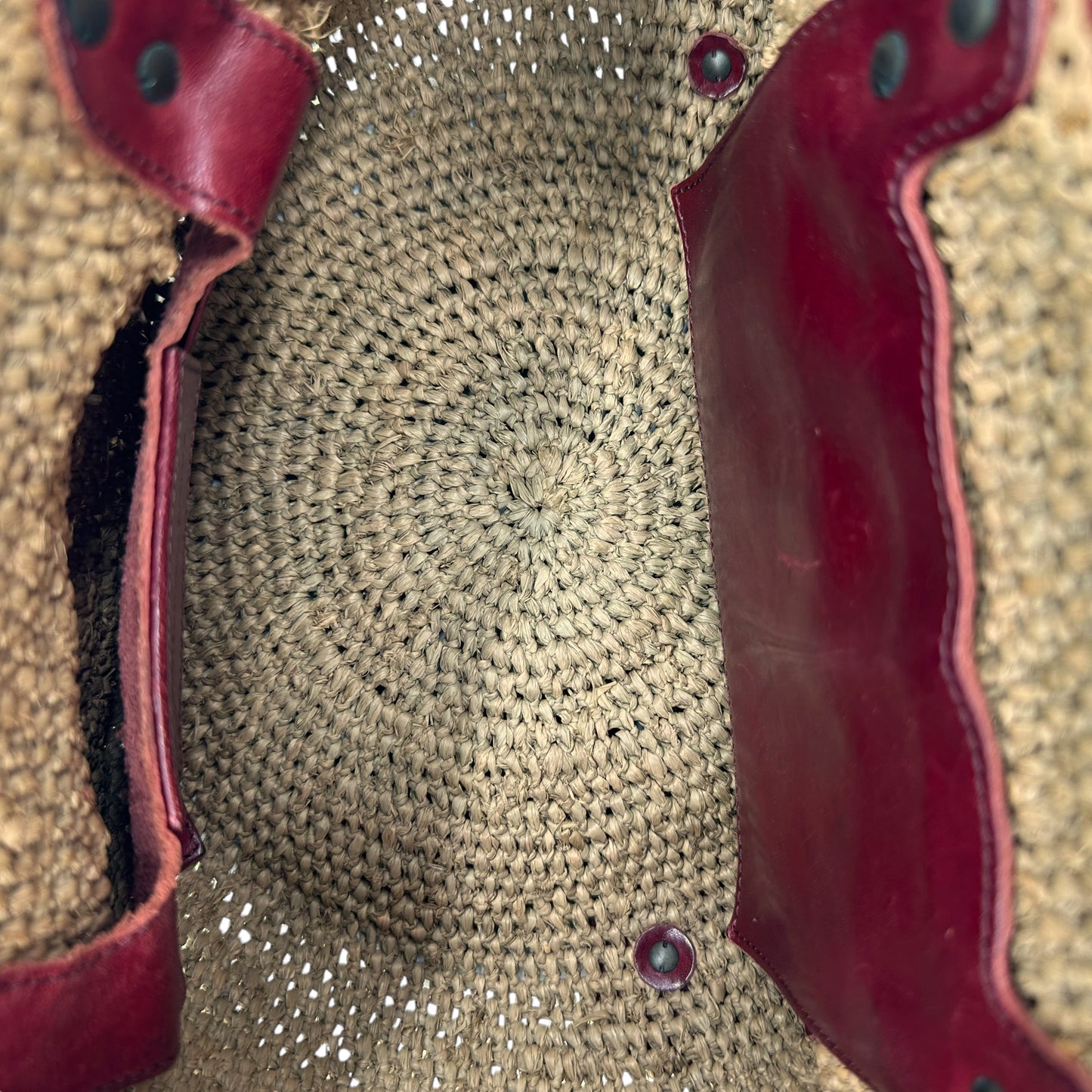 Balenciaga Burgundy Trim Raffia City Beach Bag - Outfit Repeater