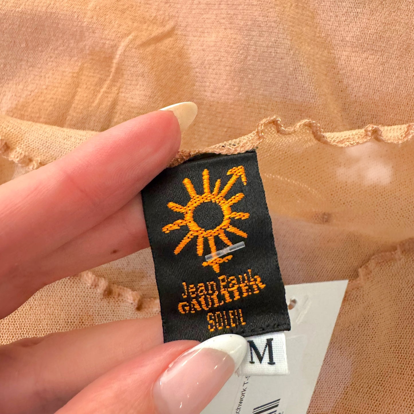 Jean Paul Gaultier Soleil Pink Mesh Patchwork T-Shirt - Outfit Repeater