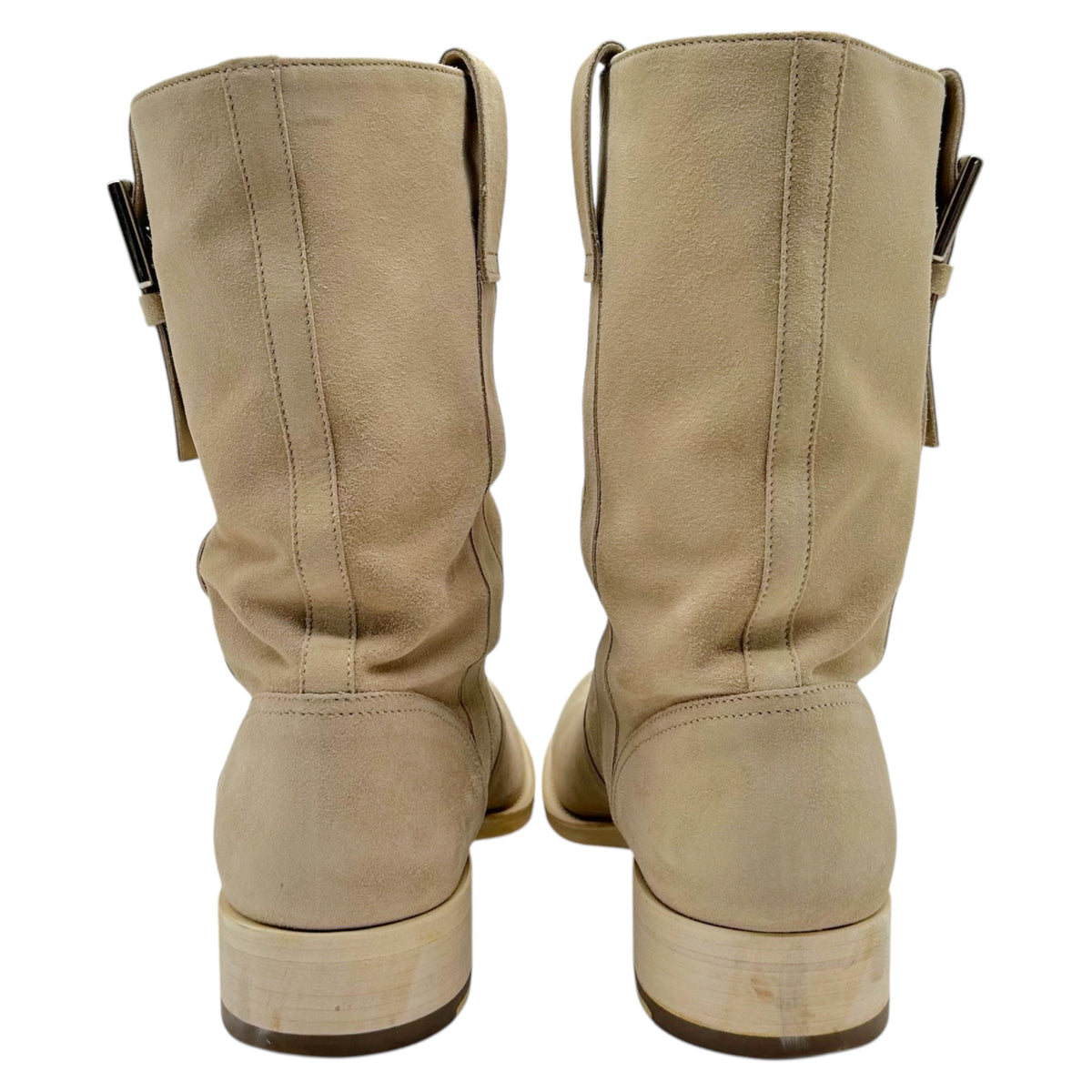 Chanel Engineer Boots Light Beige Suede Wood Sole