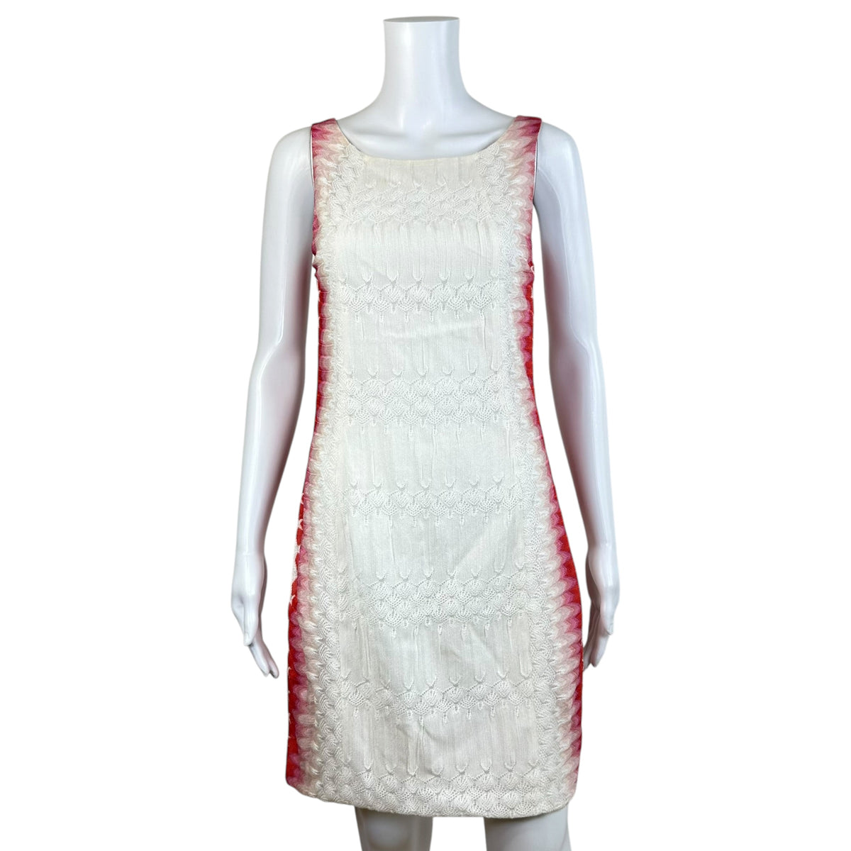 Missoni White Pink Chevron Knit Mini Dress