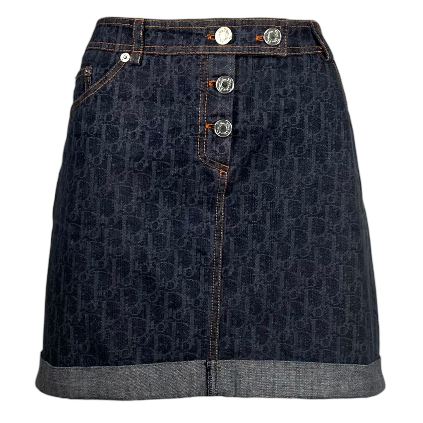 Christian Dior Denim Mini Skirt Dark Blue Monogram
