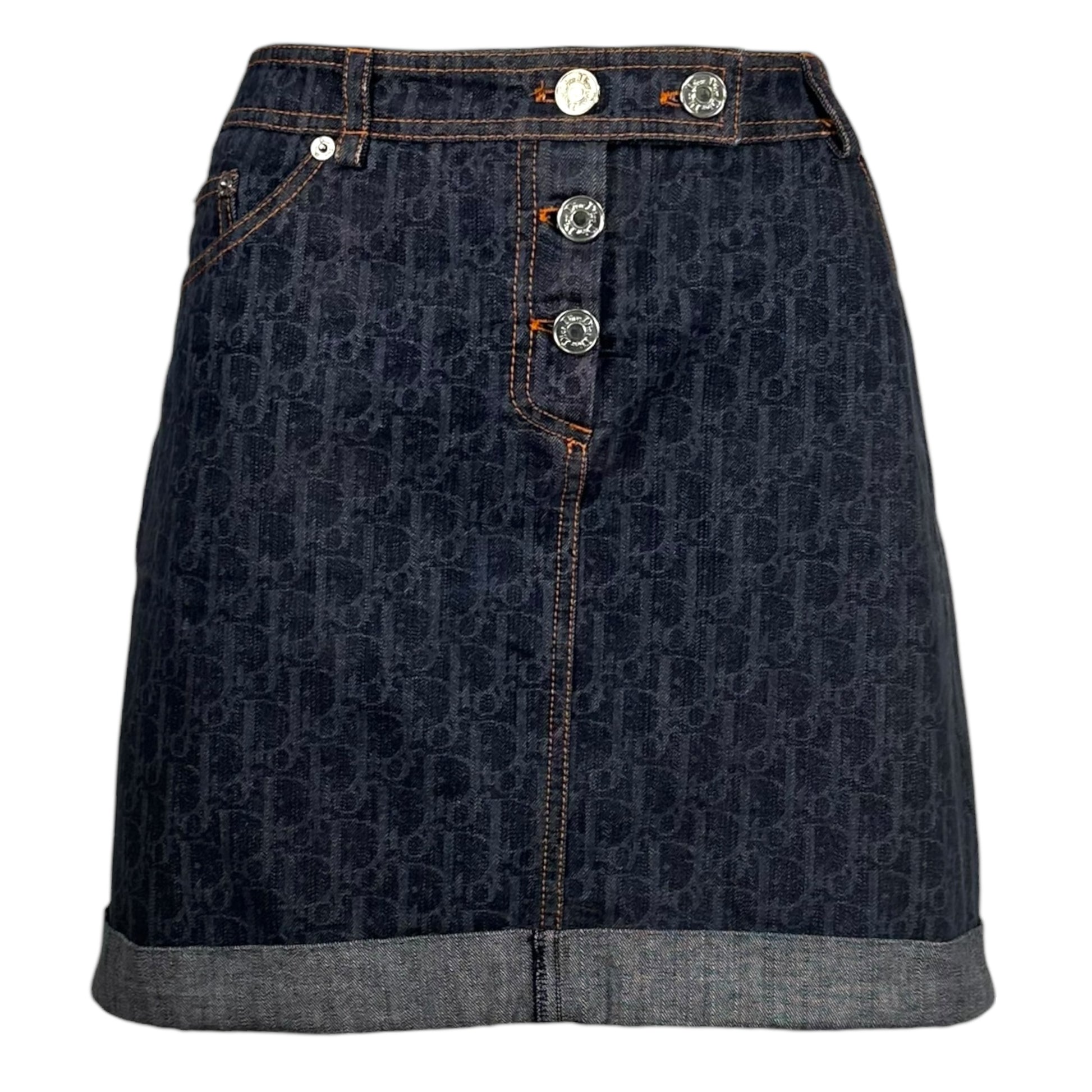 Christian Dior Denim Mini Skirt Dark Blue Monogram