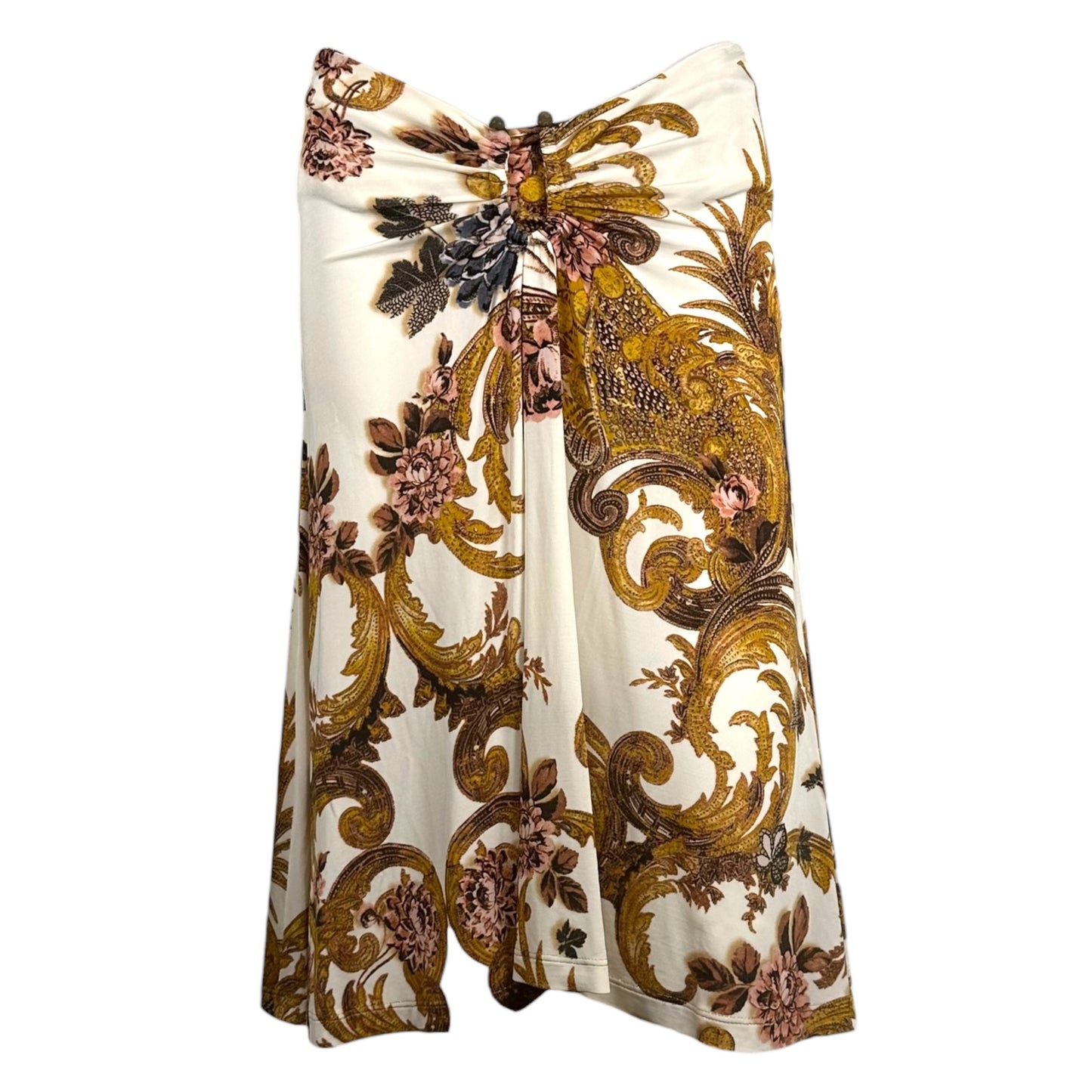 Just Cavalli Roberto Cavalli White Damask Print Midi Skirt