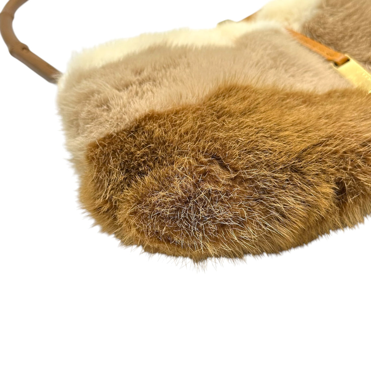 Gucci Shoulder Bag Tan Ostrich Mink Bamboo Handle