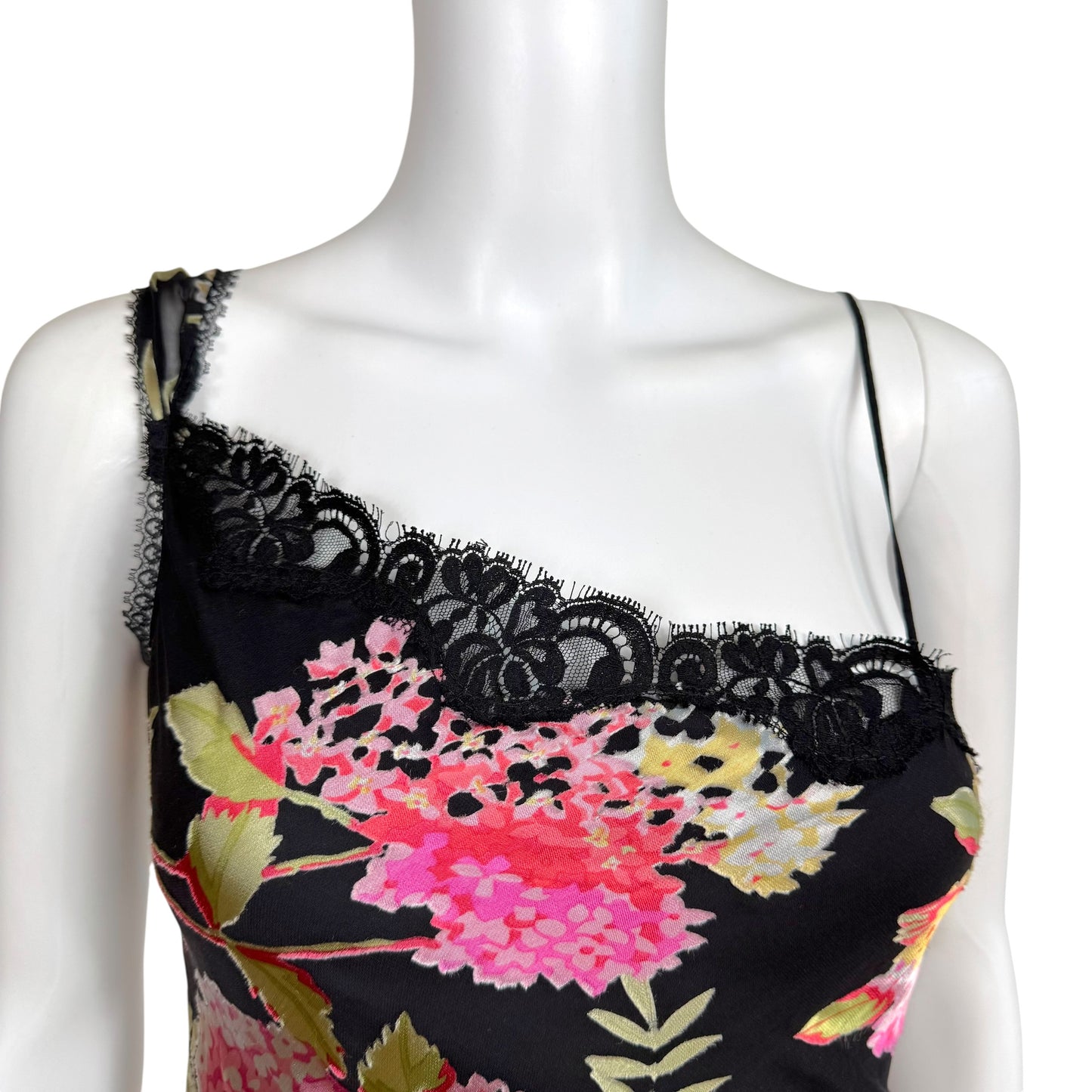 Betsey Johnson Black Floral Print Silk Mid Dress