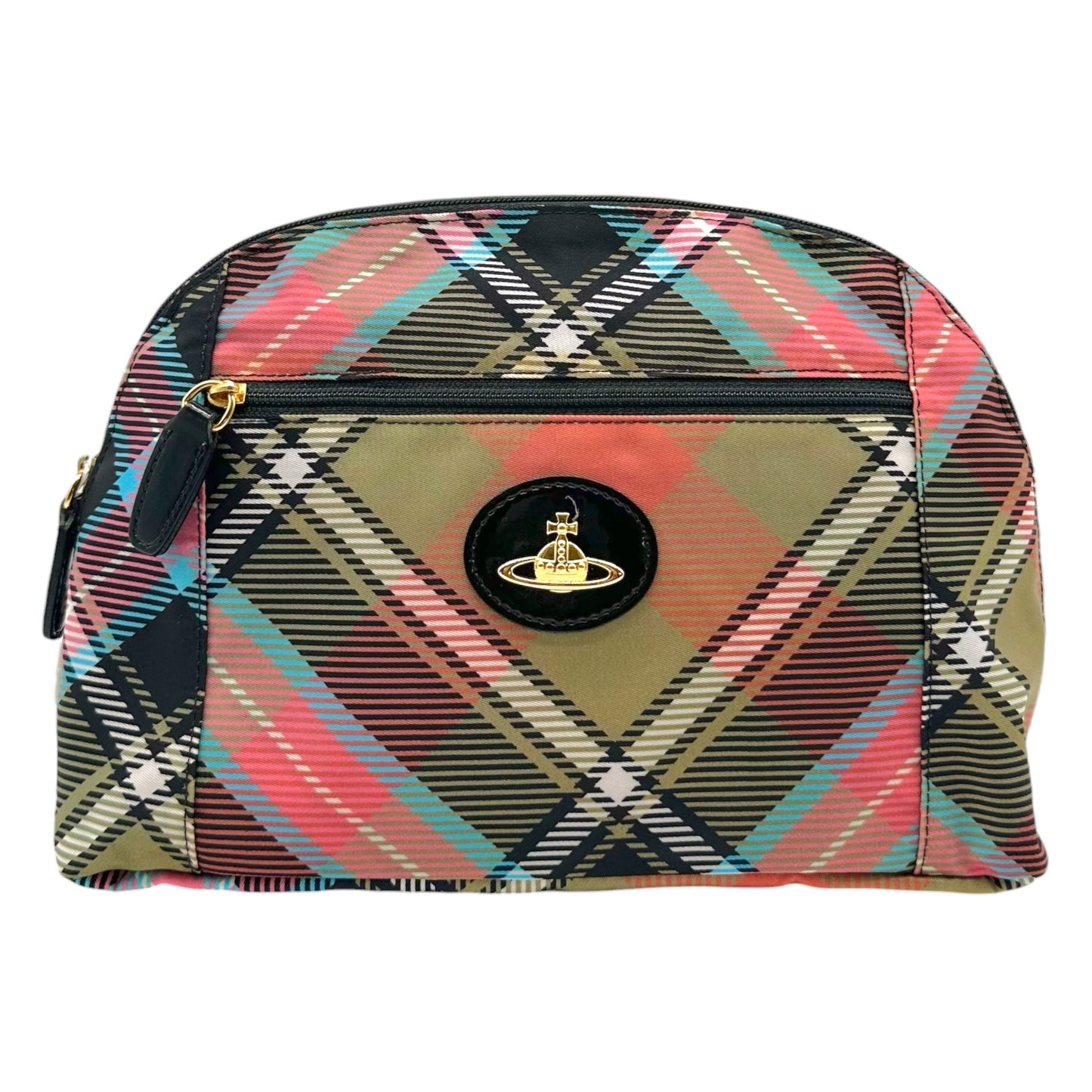 Vivienne Westwood Nylon Cosmetic Bag Multicolor Plaid Print