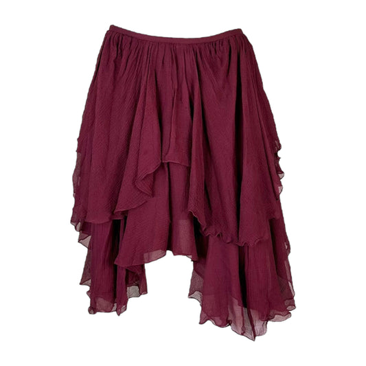 Chloe S/S 2017 Burgundy Silk Midi Skirt