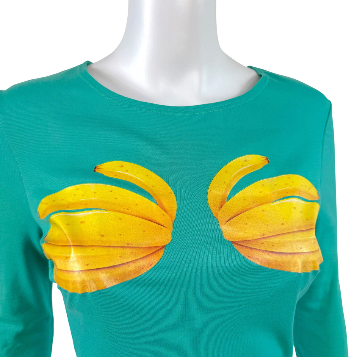 Chloe 3/4 Sleeve T-Shirt Green Banana Graphic Early 2000s
