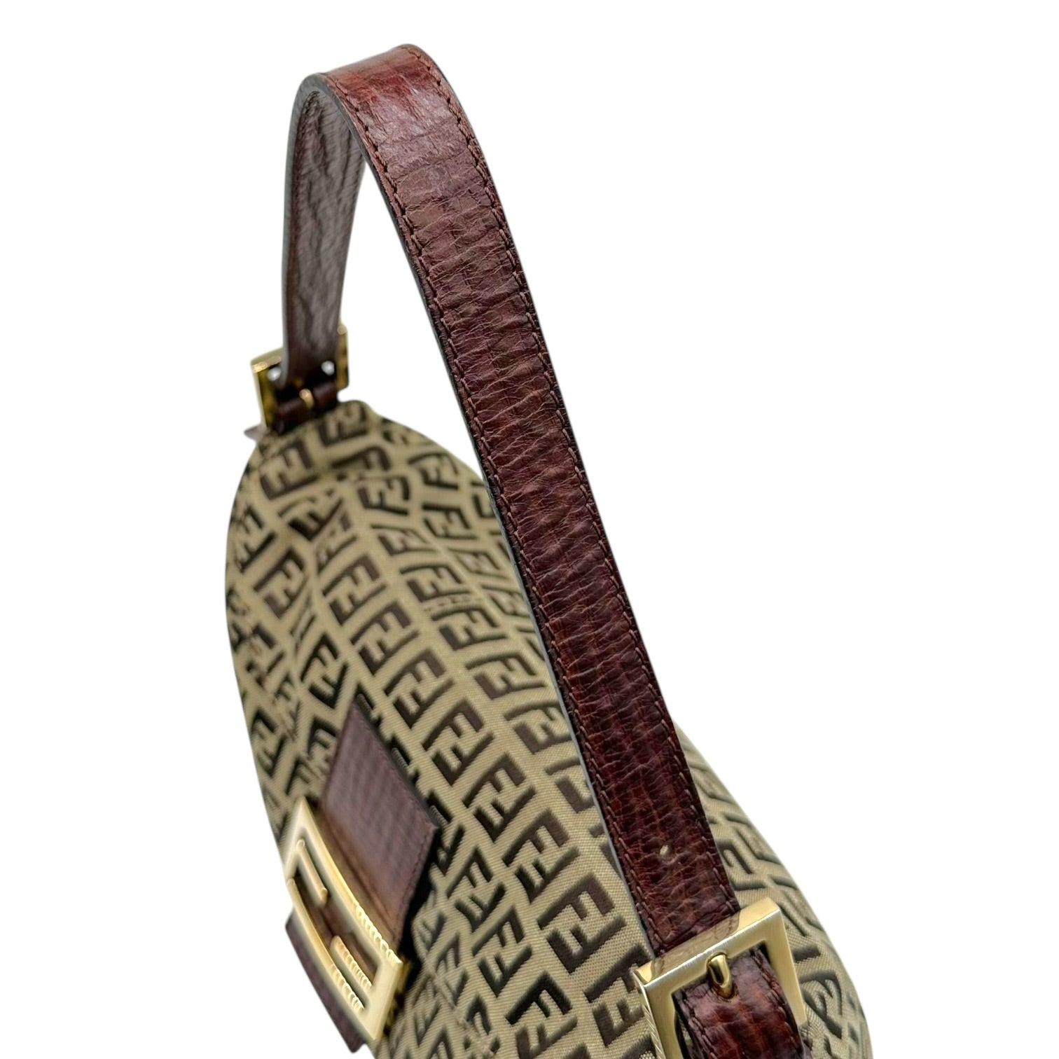 Fendi Fold-Over Baguette Bag Brown Beige Zucchino Monogram