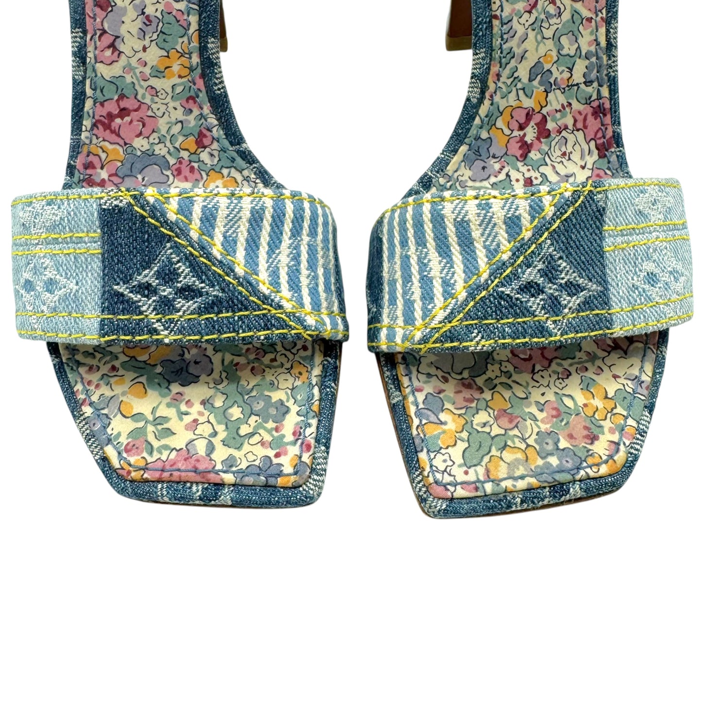 Louis Vuitton Blue Denim Patchwork Sandal Heels