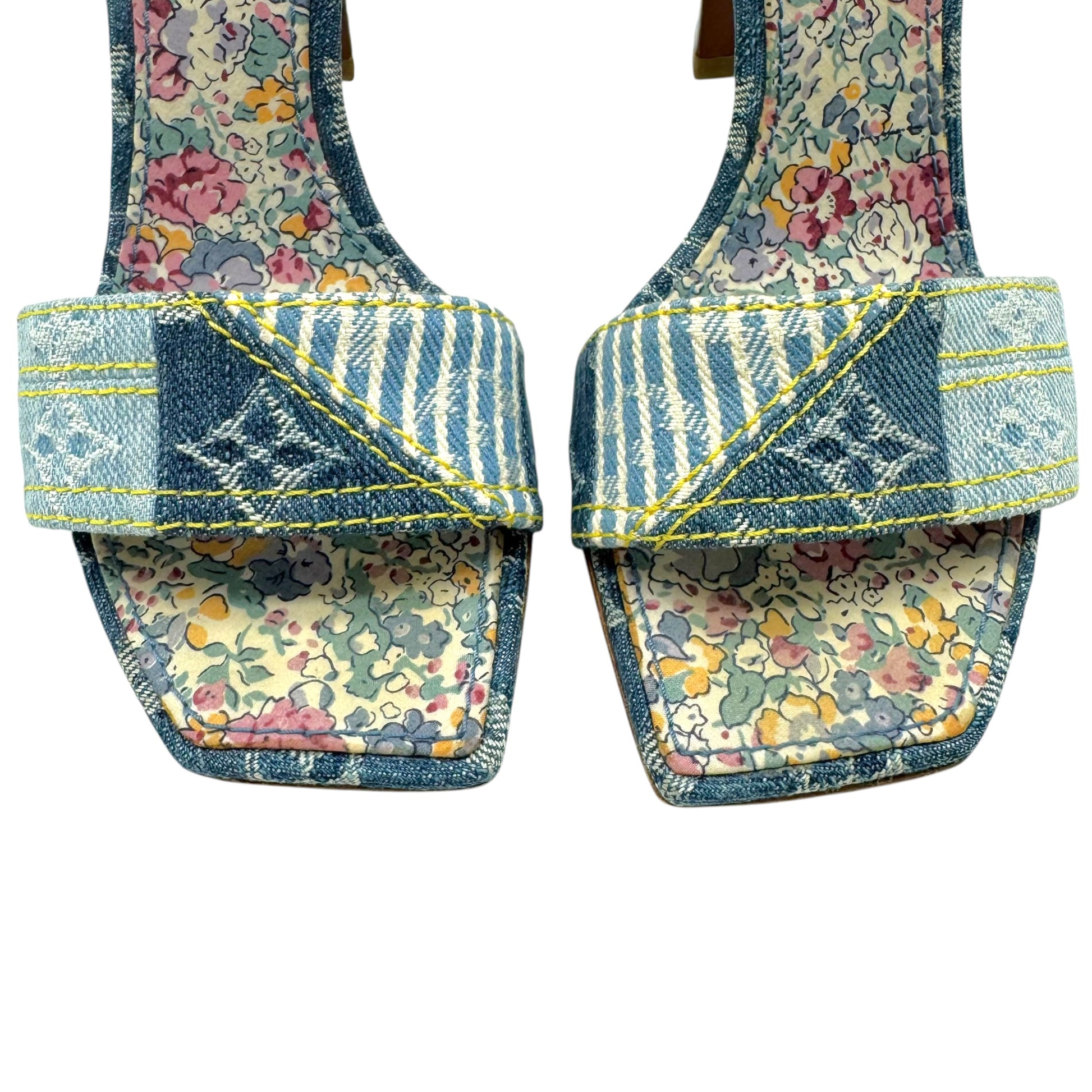 Louis Vuitton Blue Denim Patchwork Sandal Heels
