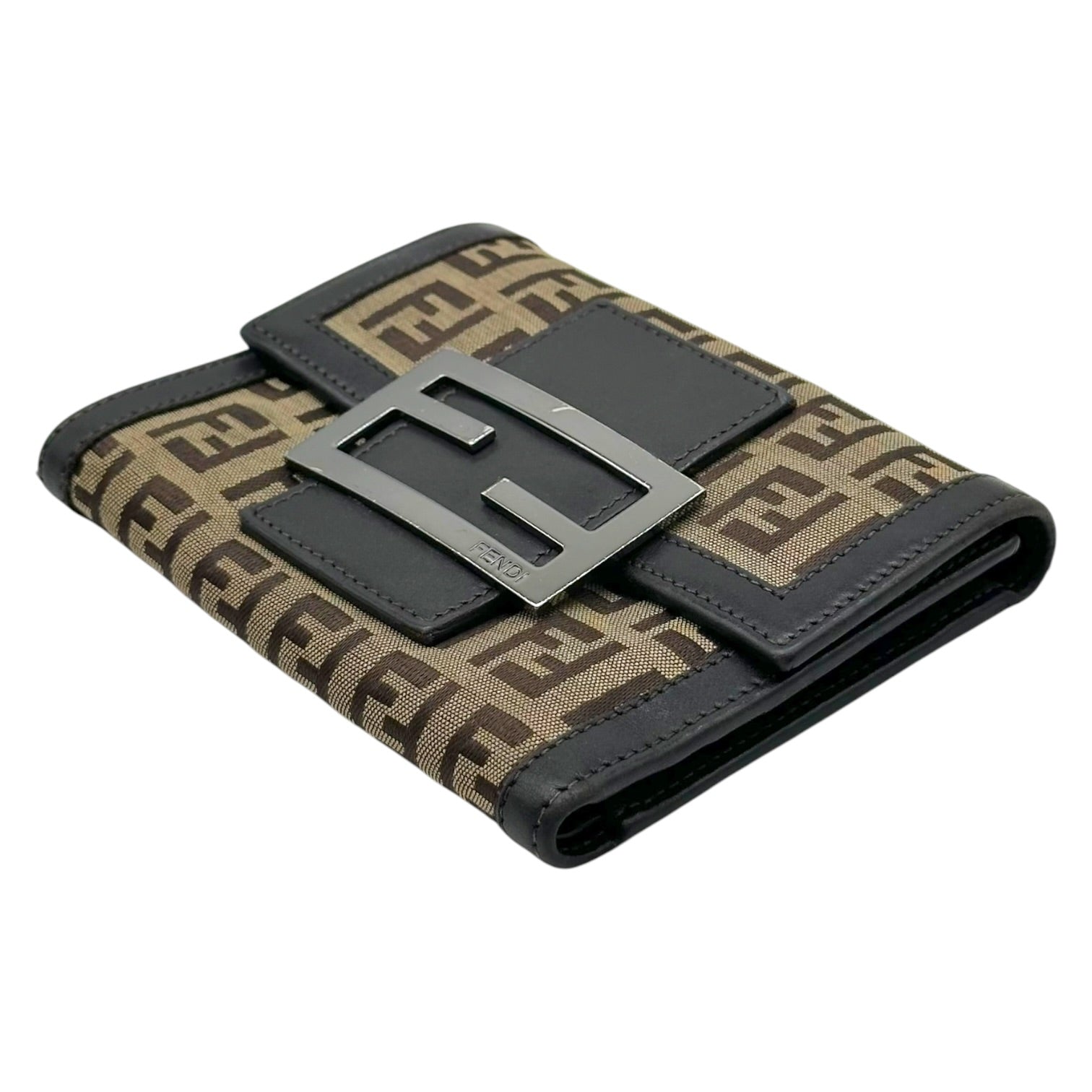 Fendi Tri-Fold Wallet Brown Zucchino Monogram Fabric
