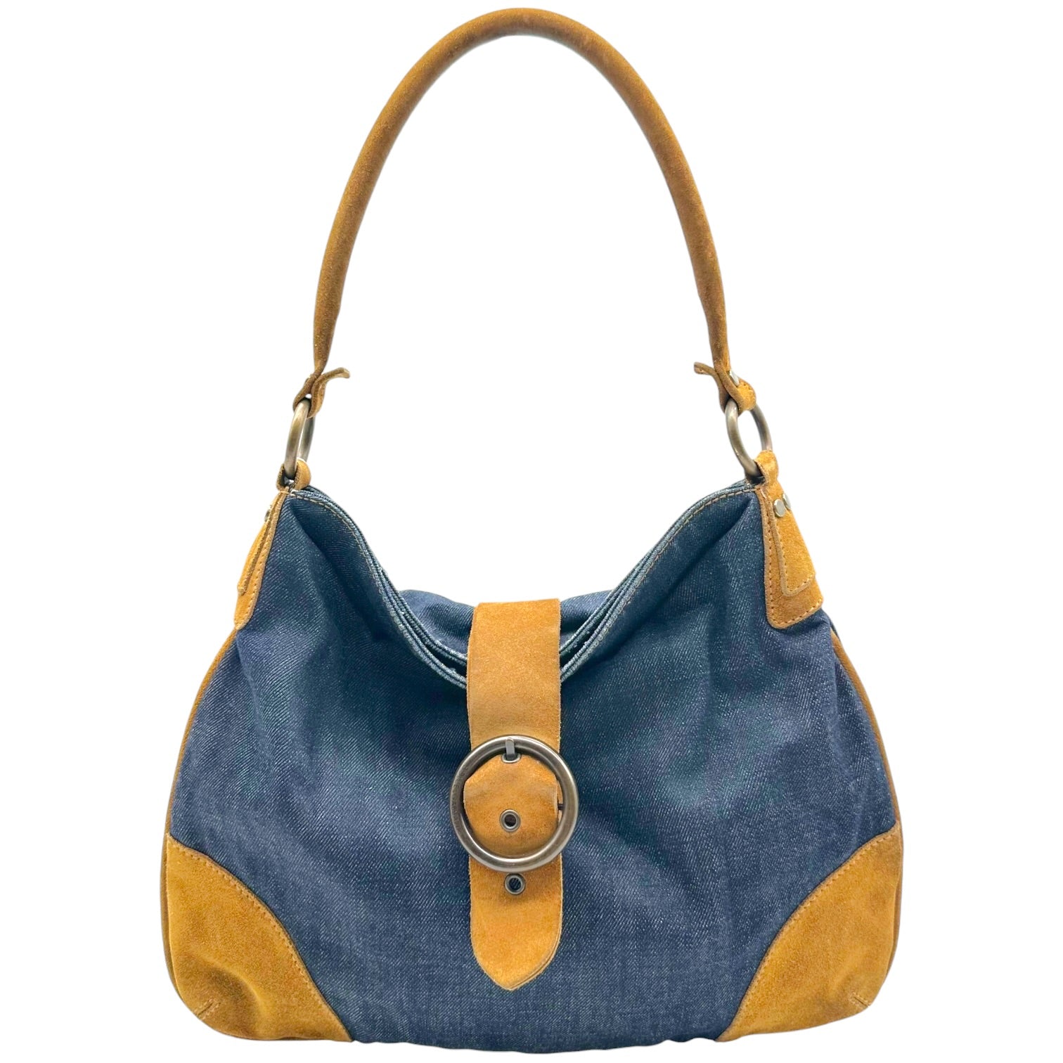 Dolce & Gabbana Denim Tan Suede Shoulder Bag