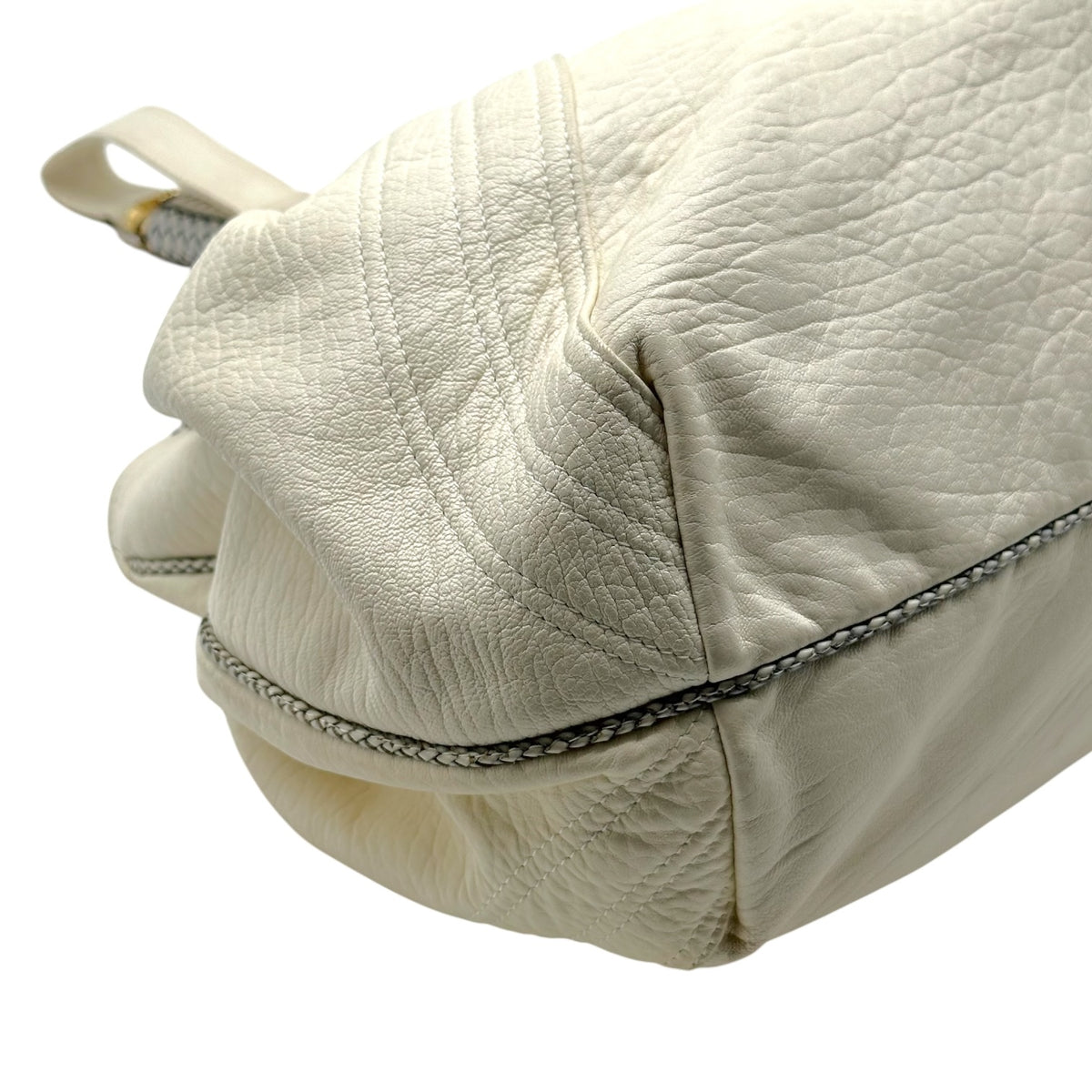 Fendi White Leather Hobo Bag with Woven Handles