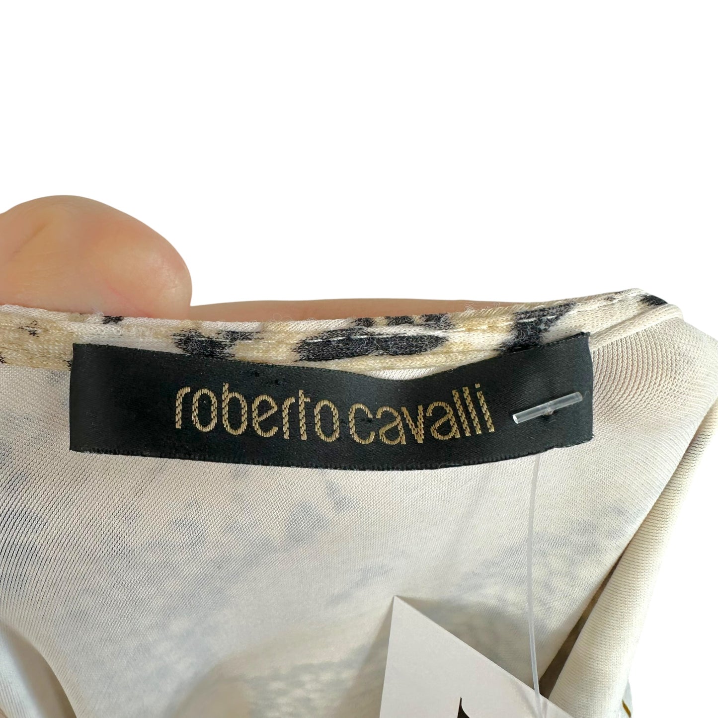 Roberto Cavalli 2006 Ivory & Tan Leopard Print Convertible Halter Mini Dress