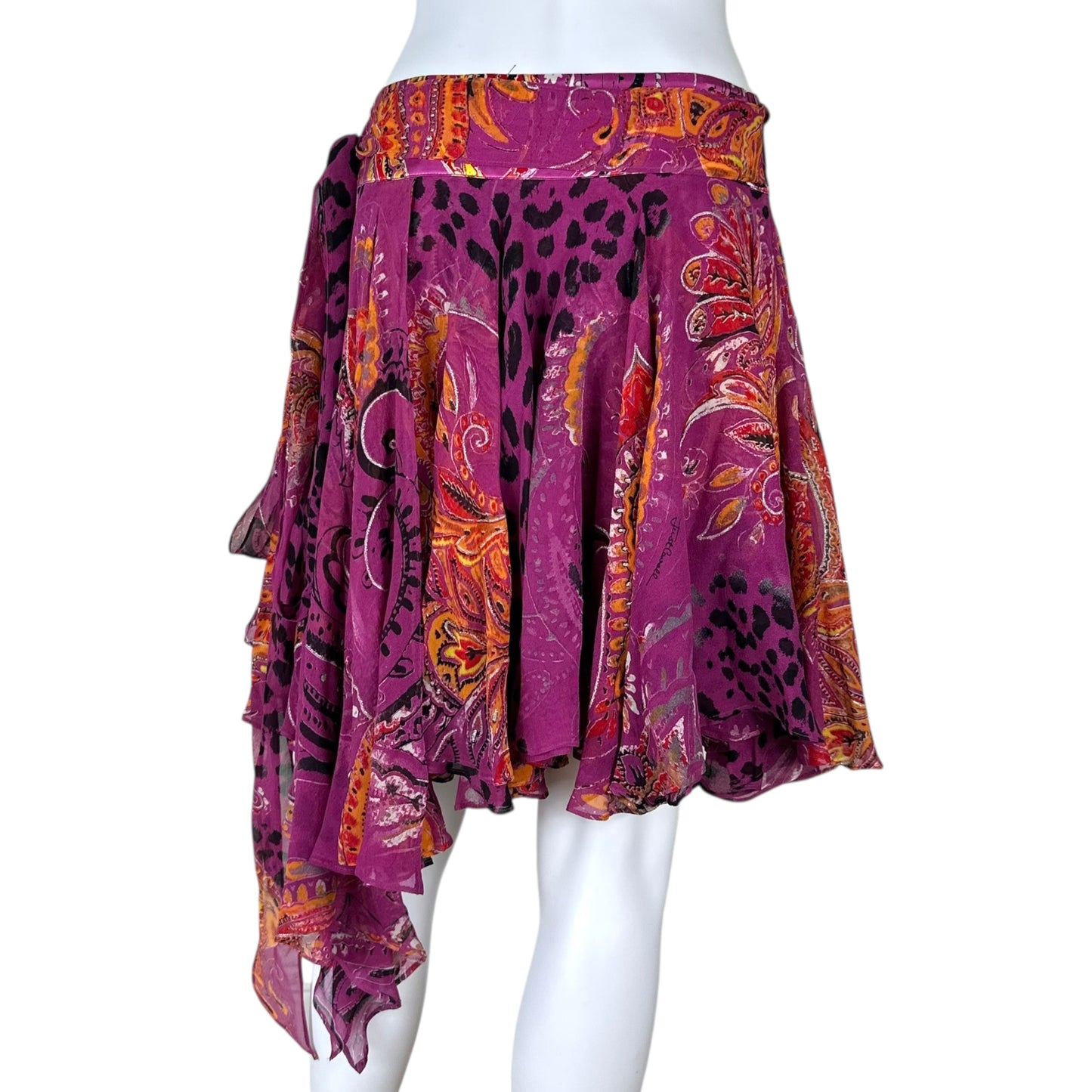 Just Cavalli Roberto Cavalli Pink Leopard Print Wrap Mini Skirt