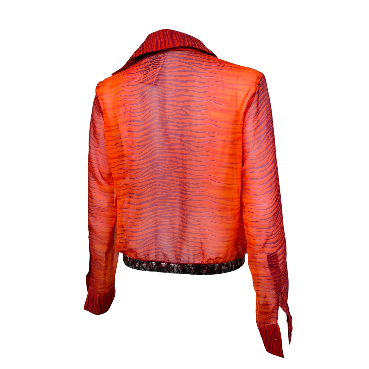 Roberto Cavalli Sheer Blouse Pink Orange Zebra Print
