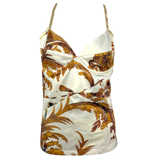 Just Cavalli Roberto Cavalli Ivory Floral Print Bustier Top NEW