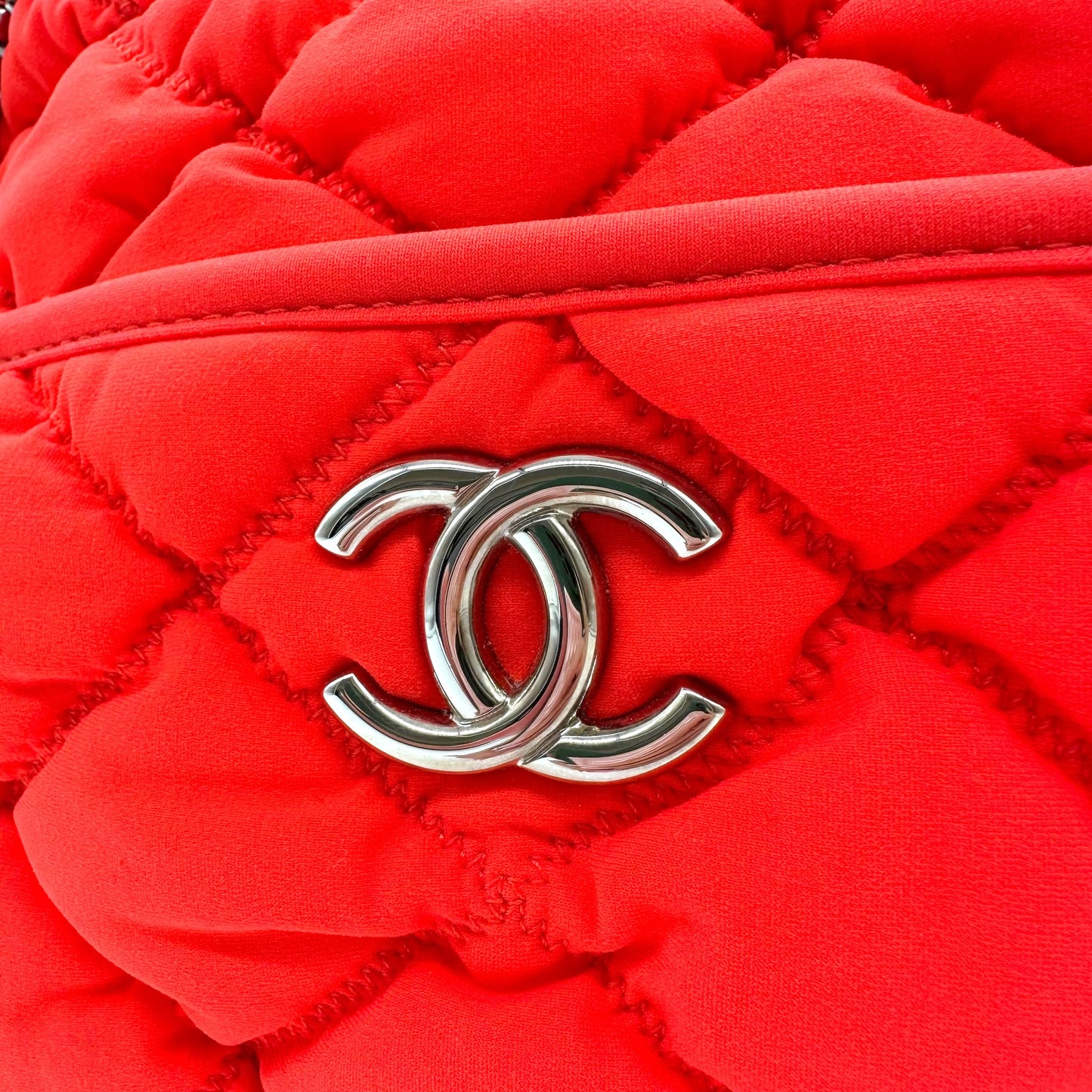 Chanel Bubble Quilt Bowler Bag Neon Red-Orange
