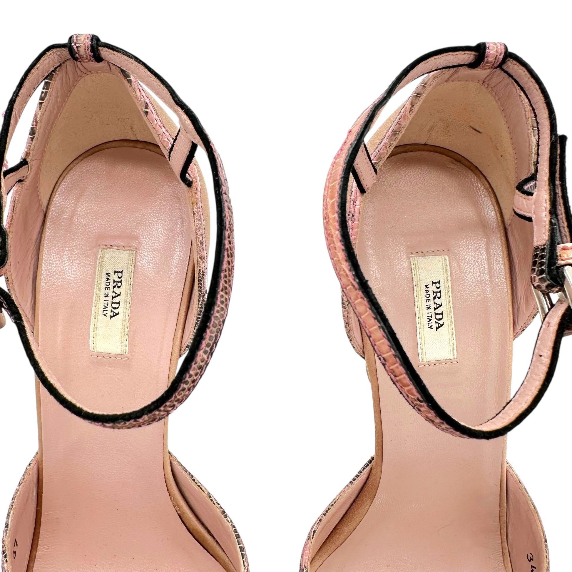 Prada Pink Embroidered Satin & Lizard Heels - Outfit Repeater