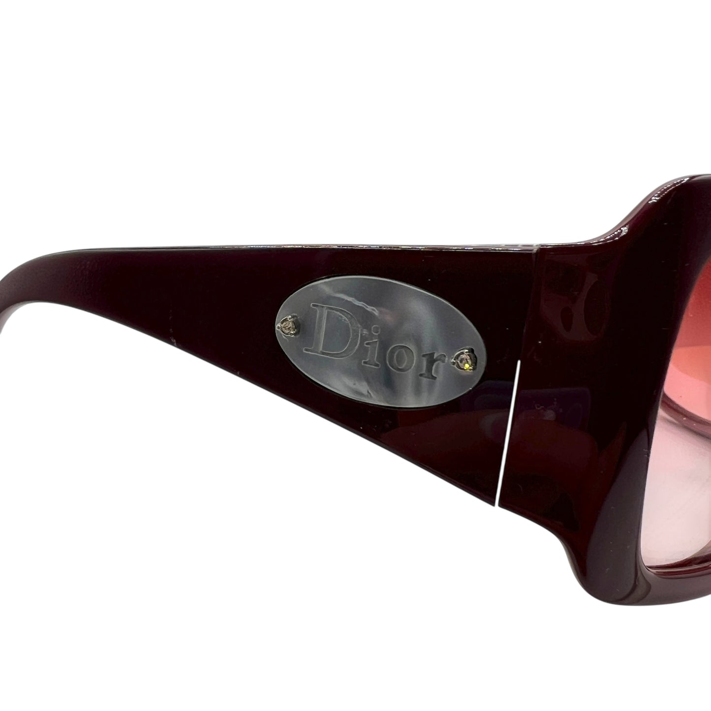 Christian Dior ClassicDior1 Red & Mother of Pearl Logo Oversized Sunglasses w/ Case