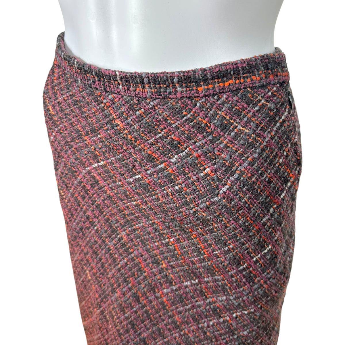 Dolce & Gabbana Purple Multicolor Tweed Midi Skirt