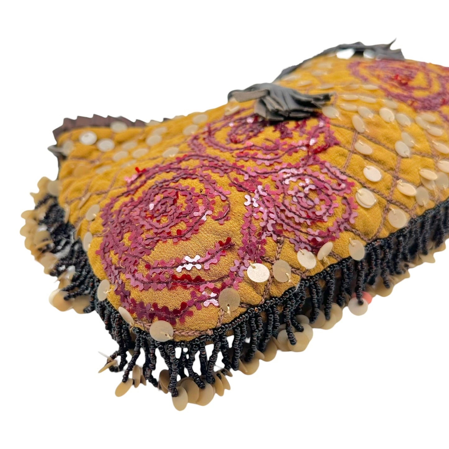 Jamin Puech Brown & Burgundy Sequin & Beaded Shoulder Bag