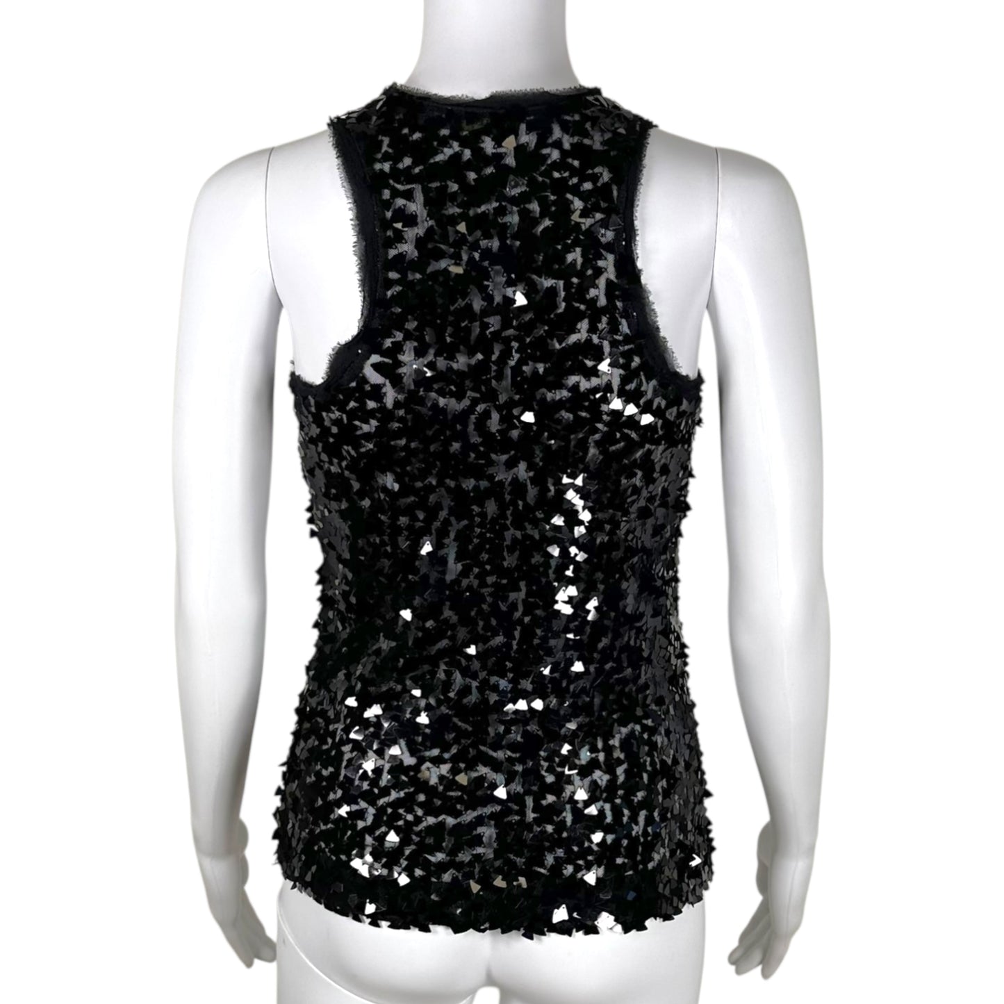 Plein Sud Black Sequin Semi Sheer Tank Top