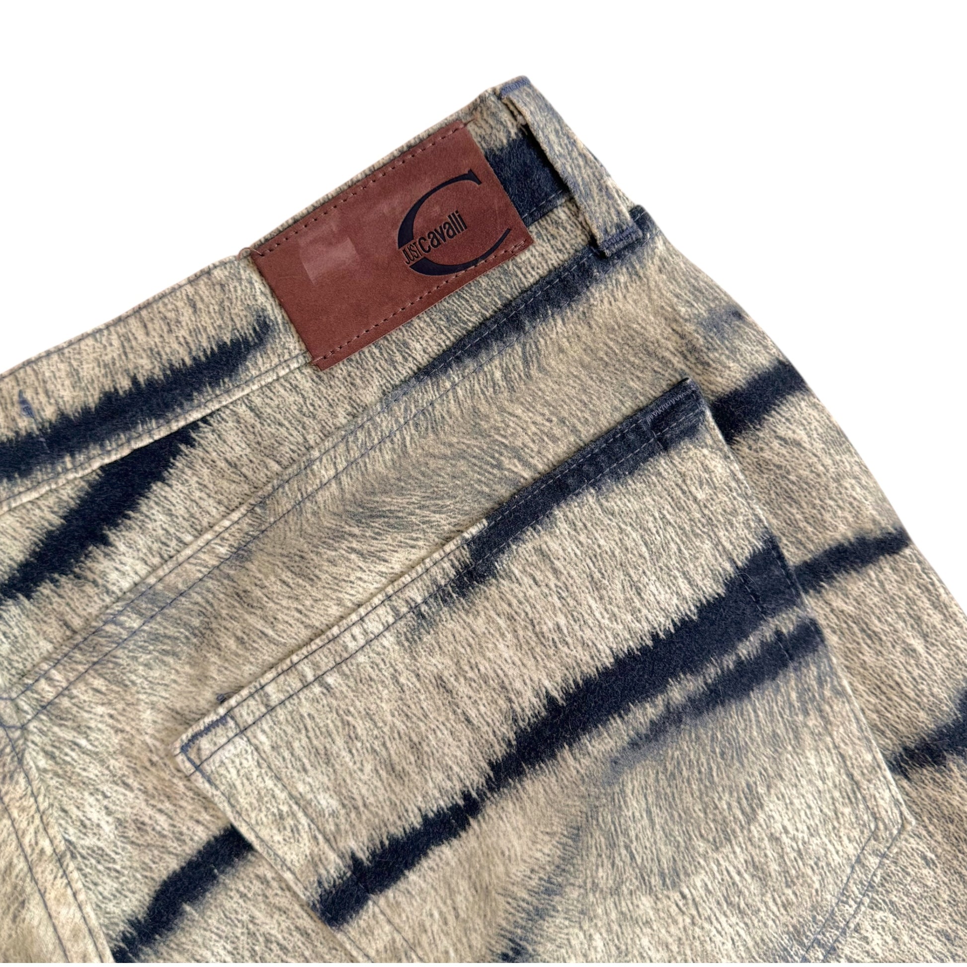 Roberto Cavalli Beige Tiger Print Jeans