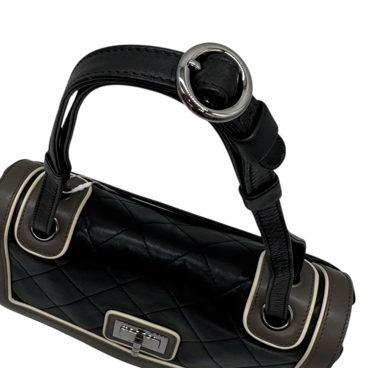 Chanel Gray & Black Matelasse Lambskin Adjustable Shoulder Flap Bag 2006-08 - Outfit Repeater