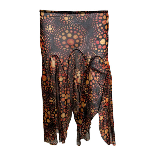 Jean Paul Gaultier Black Orange Polka Dot Mesh Midi Skirt
