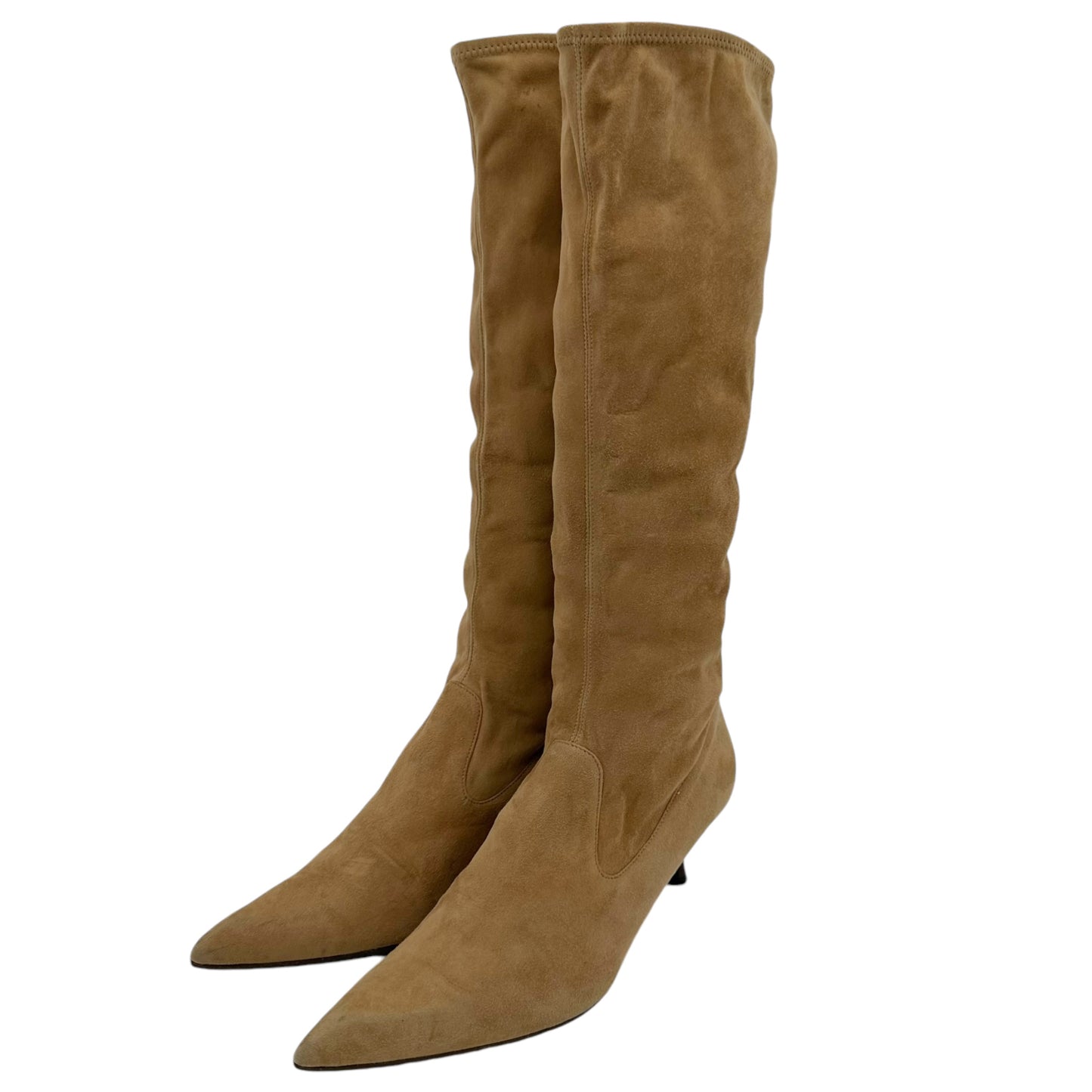 Celine Tan Suede Pointed Toe Boots