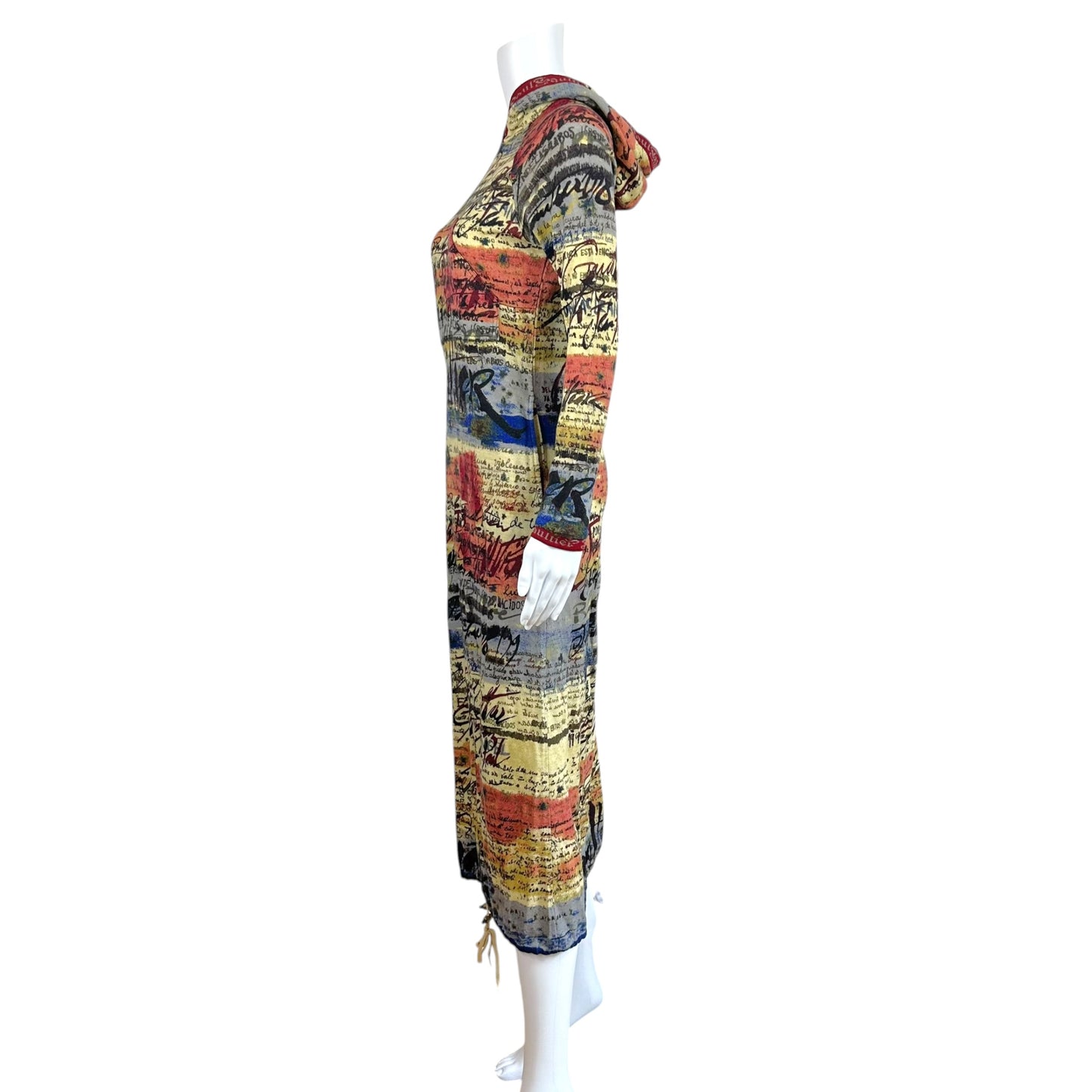 Jean Paul Gaultier Multicolor Logo Knit Hooded Maxi Dress