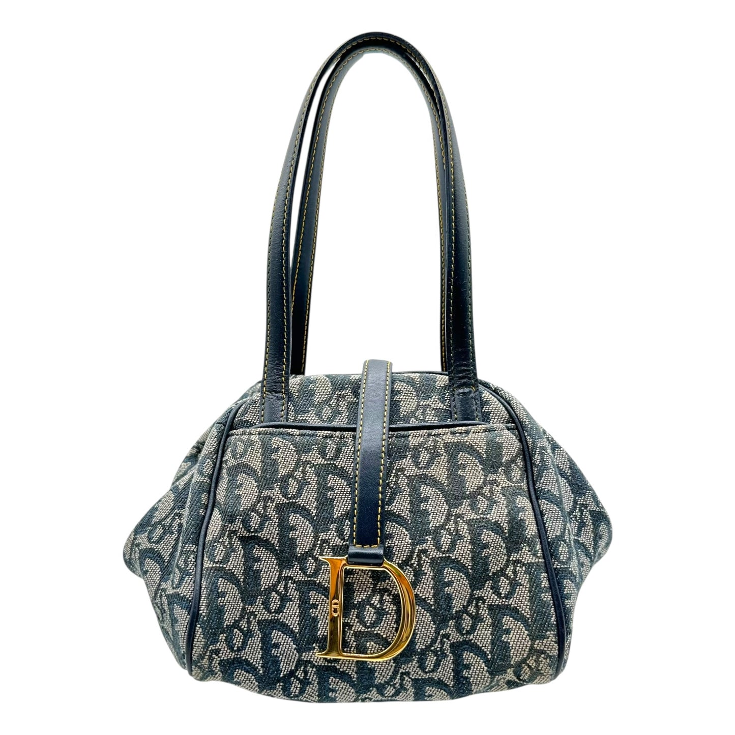 Christian Dior Navy Blue Trotter Monogram Mini Bowler Bag