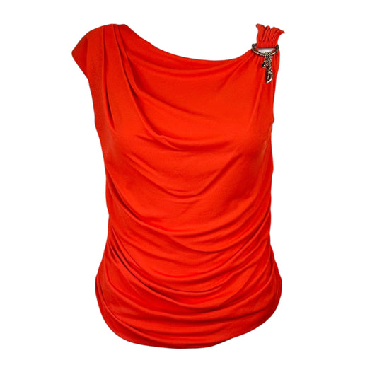 Roberto Cavalli Cowl Back Draped Sleeveless Blouse w/ Charm Detail