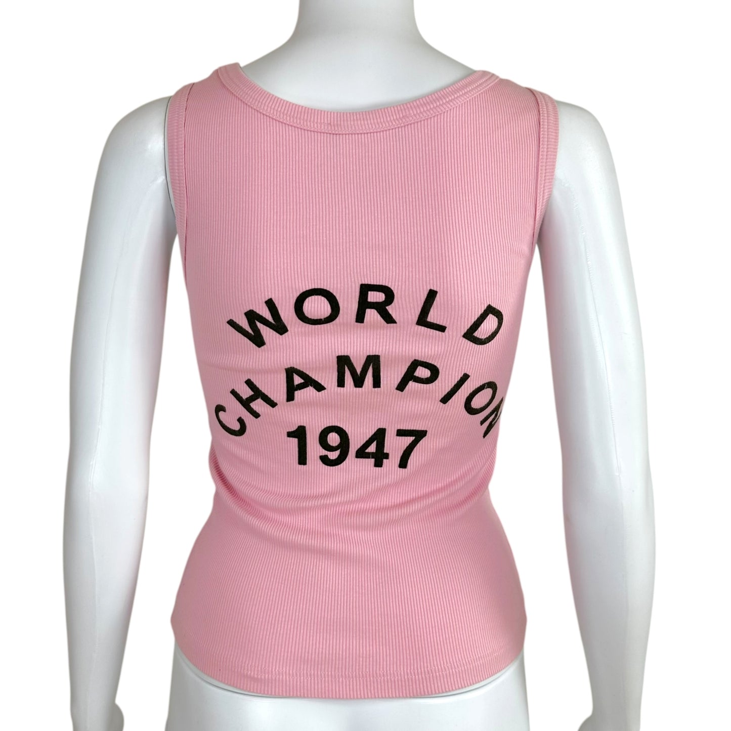 Christian Dior Ribbed Tank Top Black Pink Sleeveless