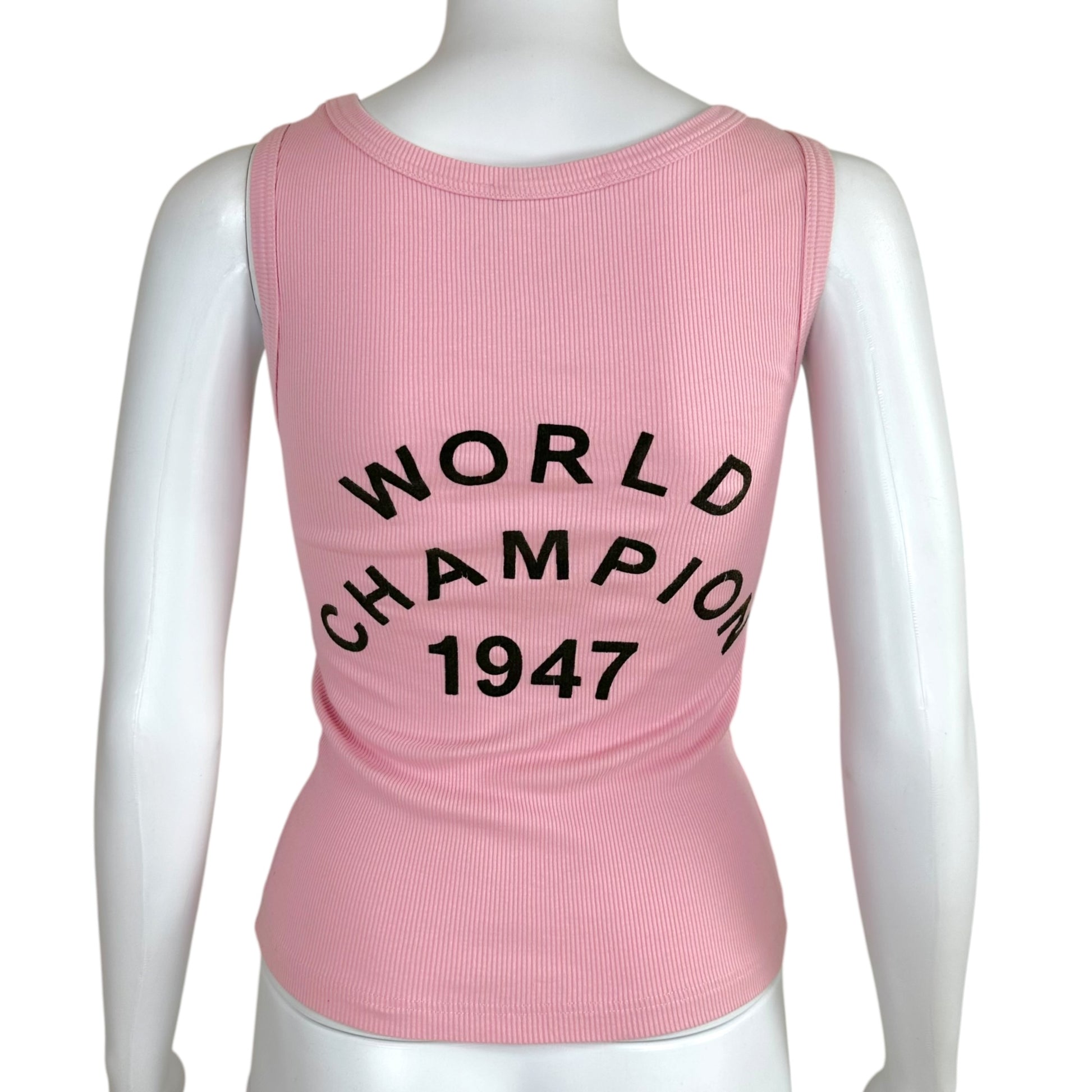 Christian Dior Ribbed Tank Top Black Pink Sleeveless